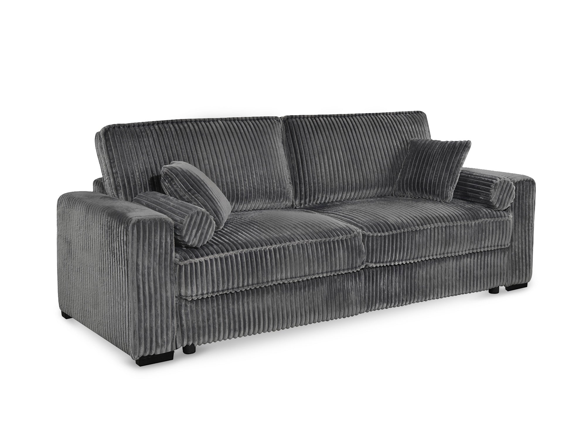 Canapé convertible 3 places en velours côtelé épais gris ALINE
