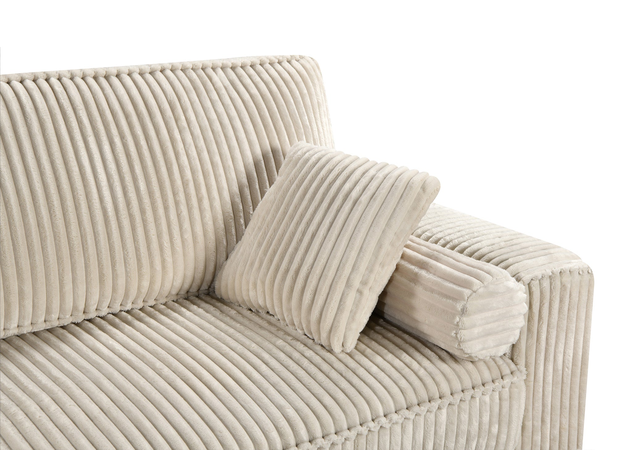 Canapé convertible 3 places en velours côtelé épais beige ALINE