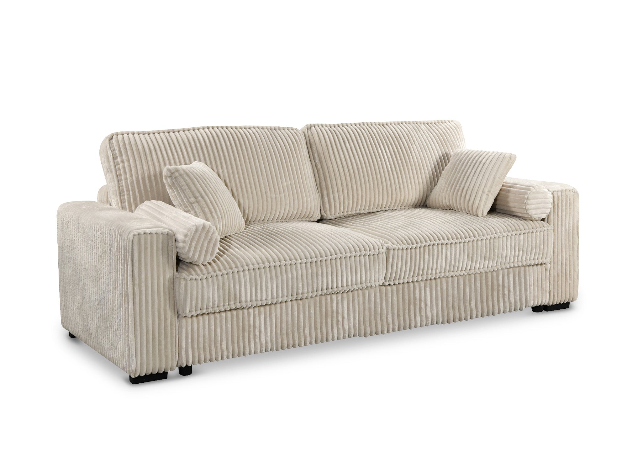 Canapé convertible 3 places en velours côtelé épais beige ALINE