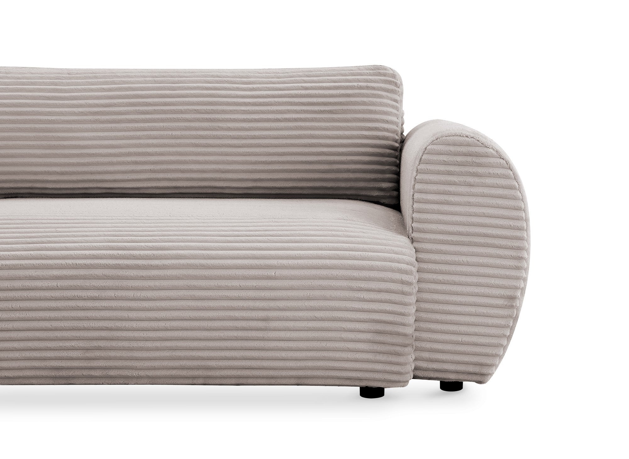 Canapé d'angle convertible avec méridienne et coffre en gros côtelé doux taupe TILDA - Angle gauche