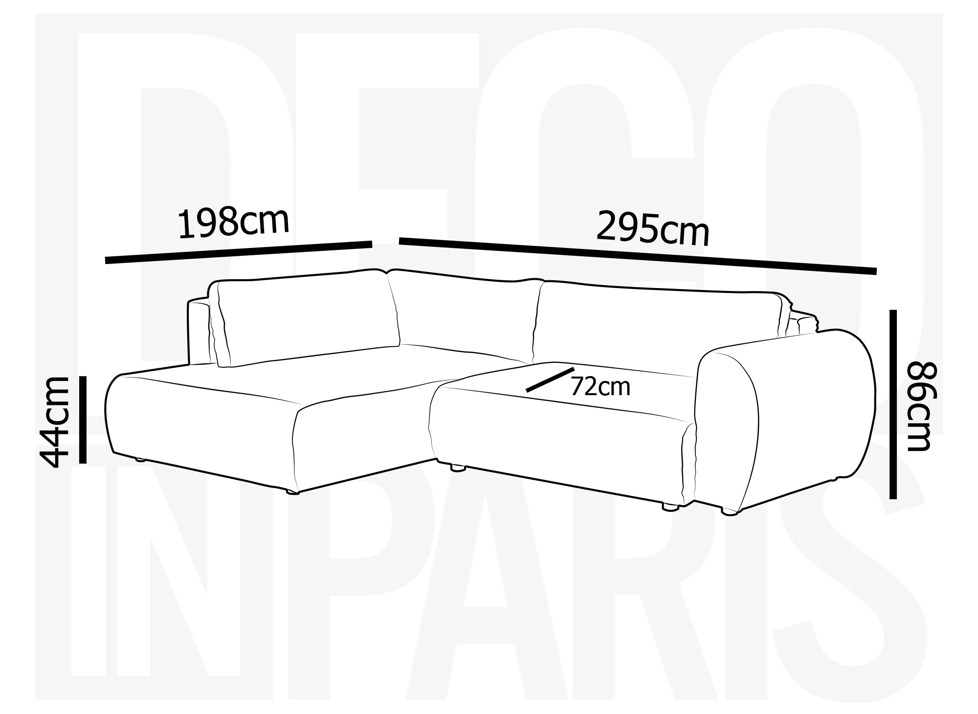 Canapé d'angle convertible avec méridienne et coffre en gros côtelé doux gris TILDA - Angle gauche