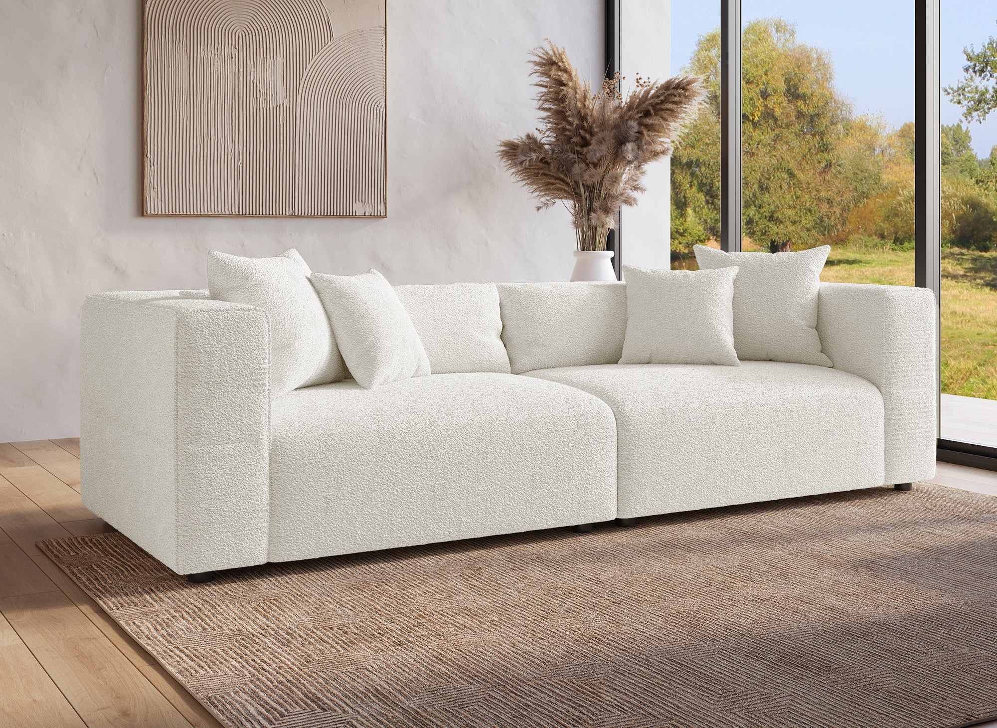 Canapé 4 places effet peau de mouton beige EVELYNE