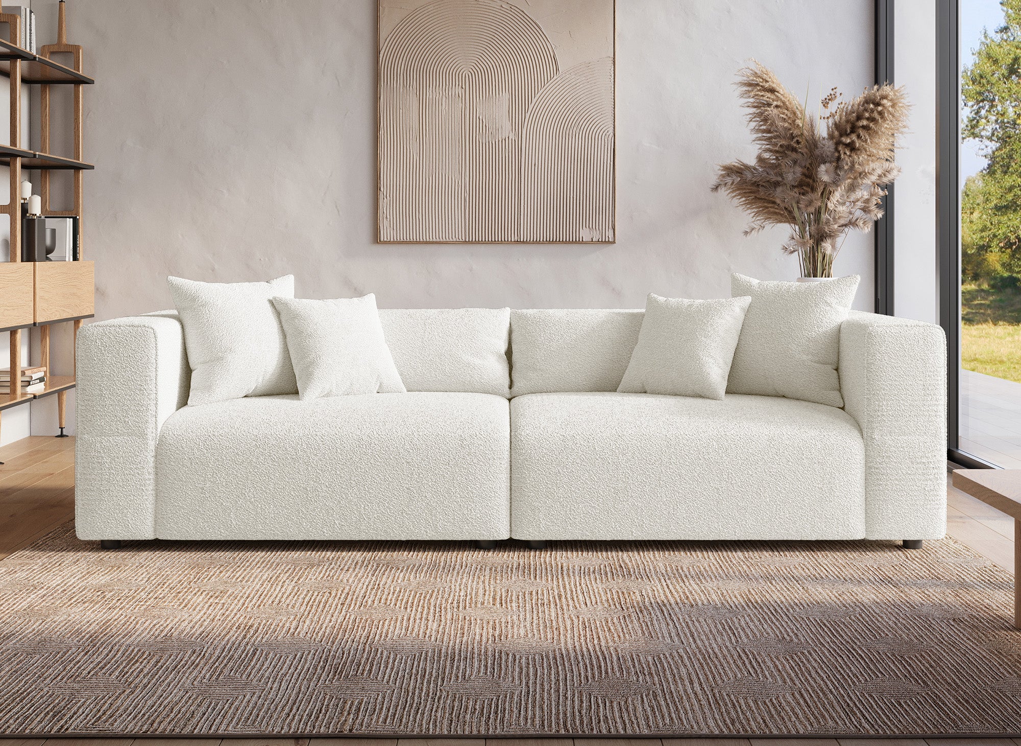 Canapé 4 places effet peau de mouton beige EVELYNE