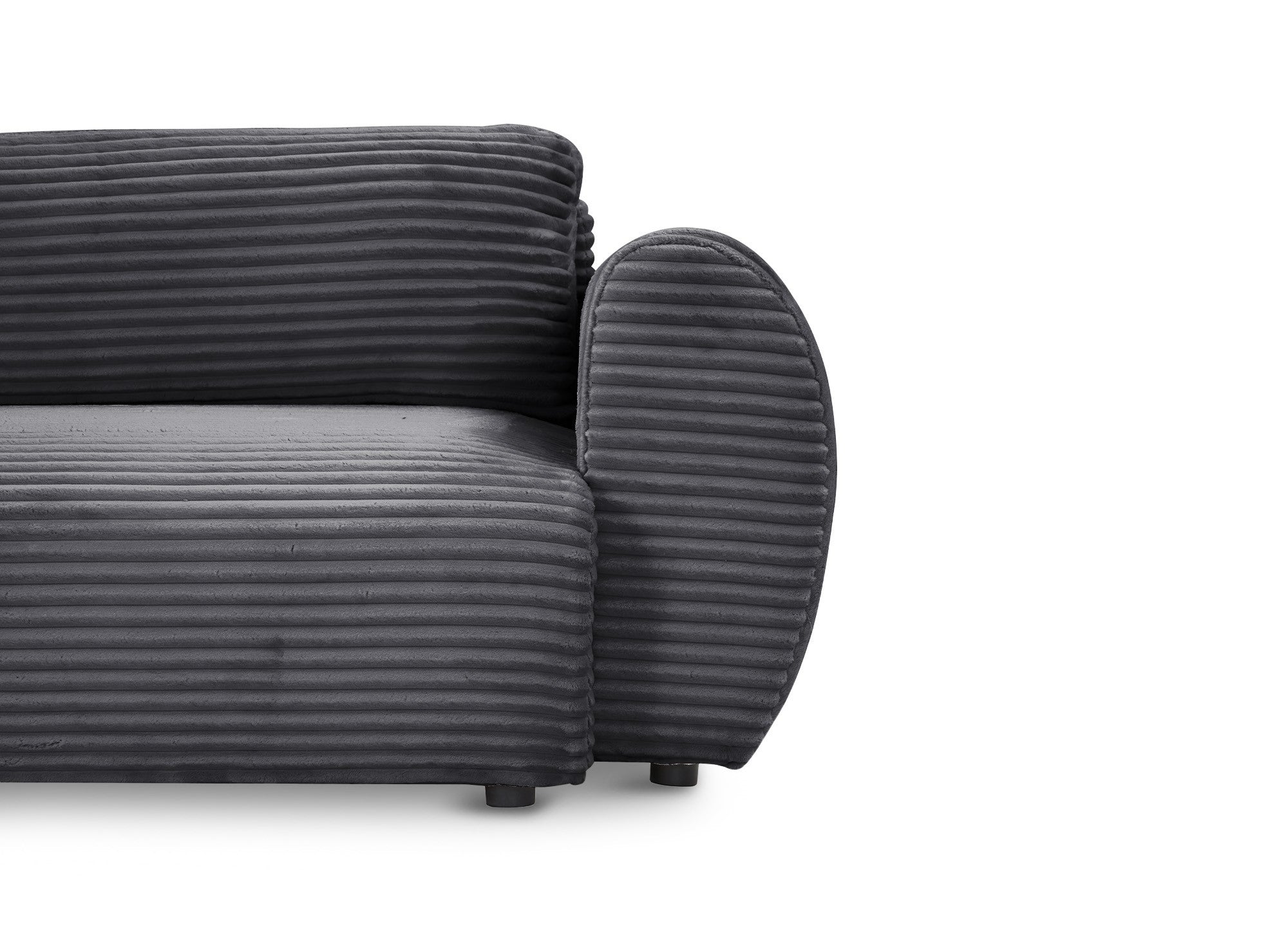 Canapé d'angle convertible avec coffre en velours gros côtelé doux gris TILDA - Angle gauche