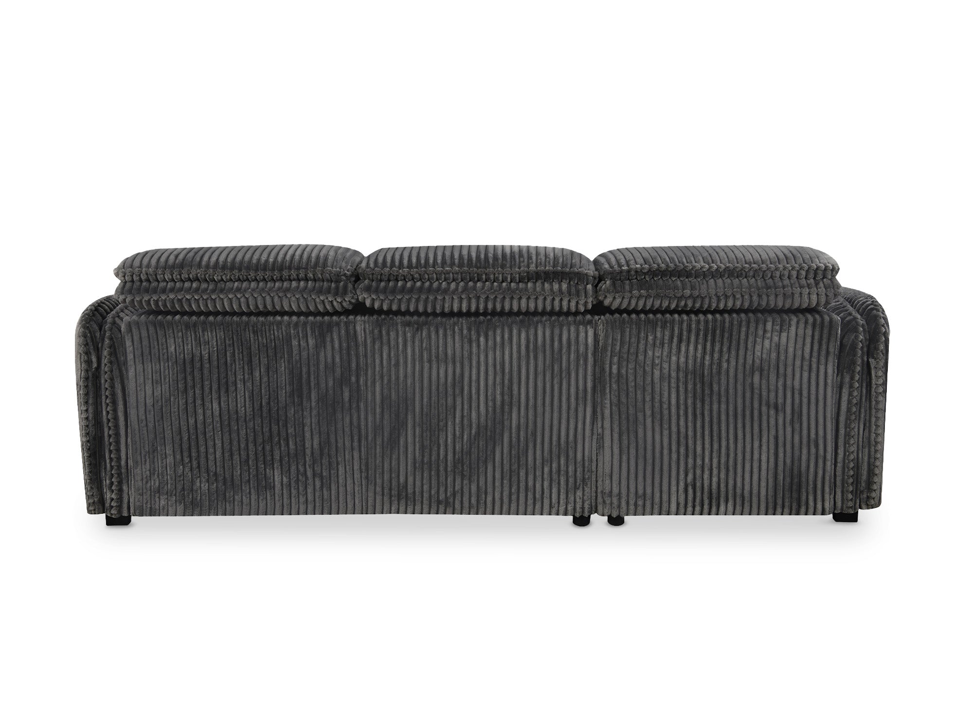 Canapé d'angle convertible en velours côtelé épais gris ISABELLA - Angle gauche