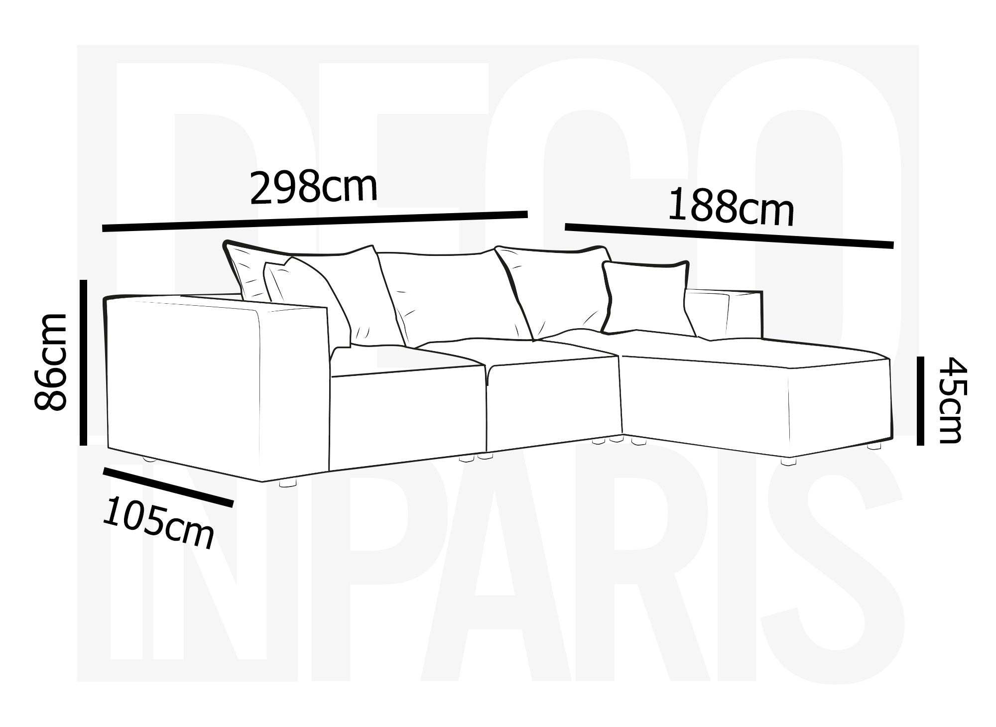 Canapé d'angle modulable en tissu effet peau de mouton blanc écru HARLEM