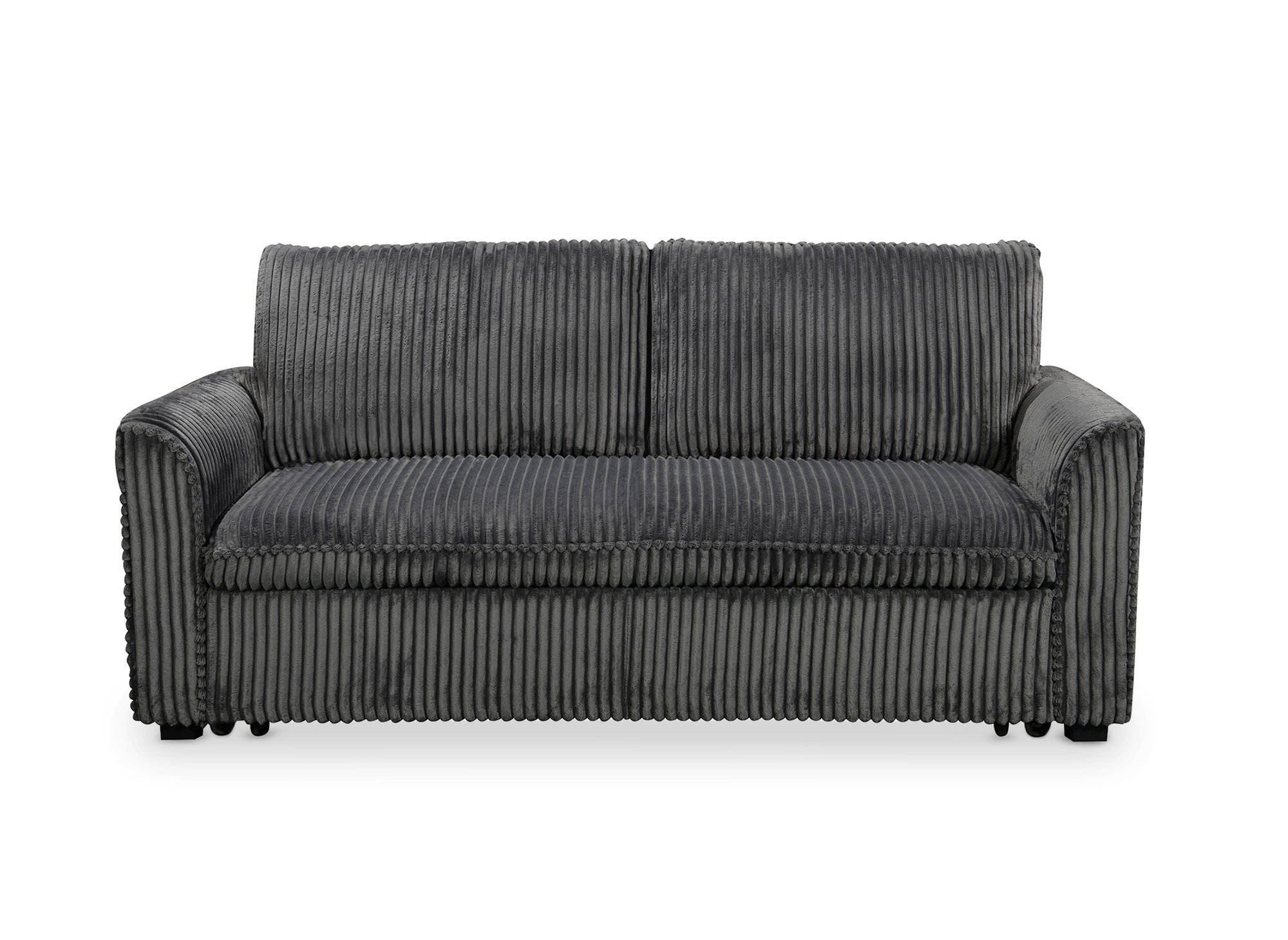 Canapé convertible 3 places en velours côtelé épais gris MAYLIE