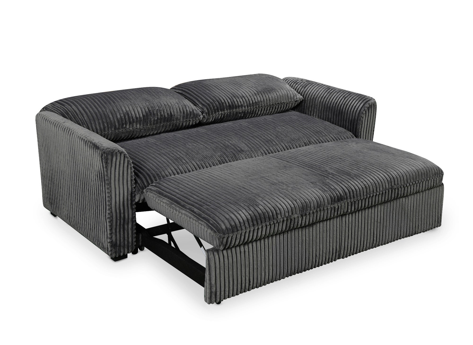 Canapé convertible 3 places en velours côtelé épais gris MAYLIE