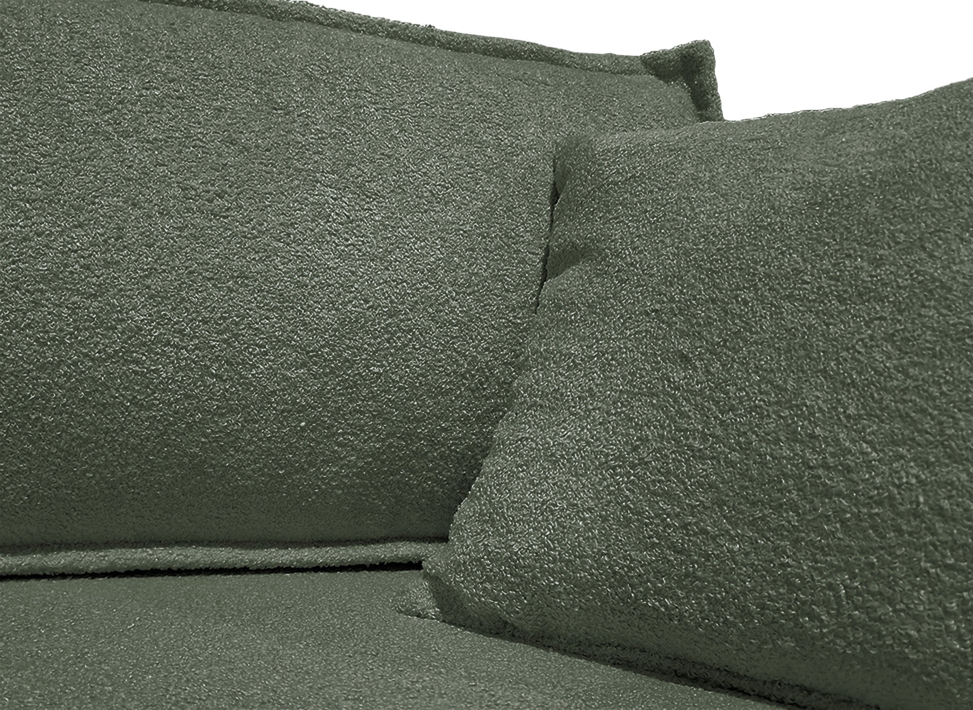 Canapé d'angle convertible et réversible avec coffre en tissu bouclette vert  kaki JADE MINI