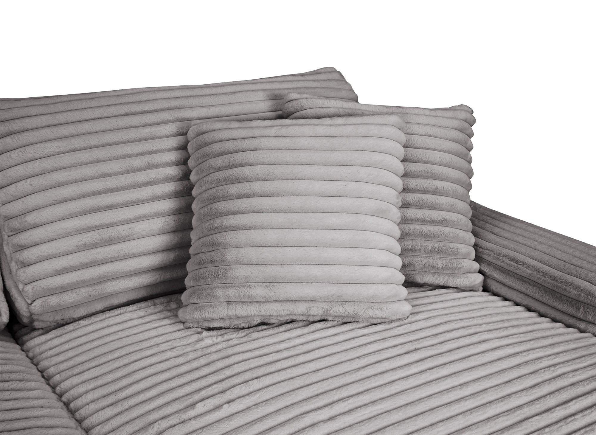 Canapé droit 2 places en gros côtelé doux gris DAHO