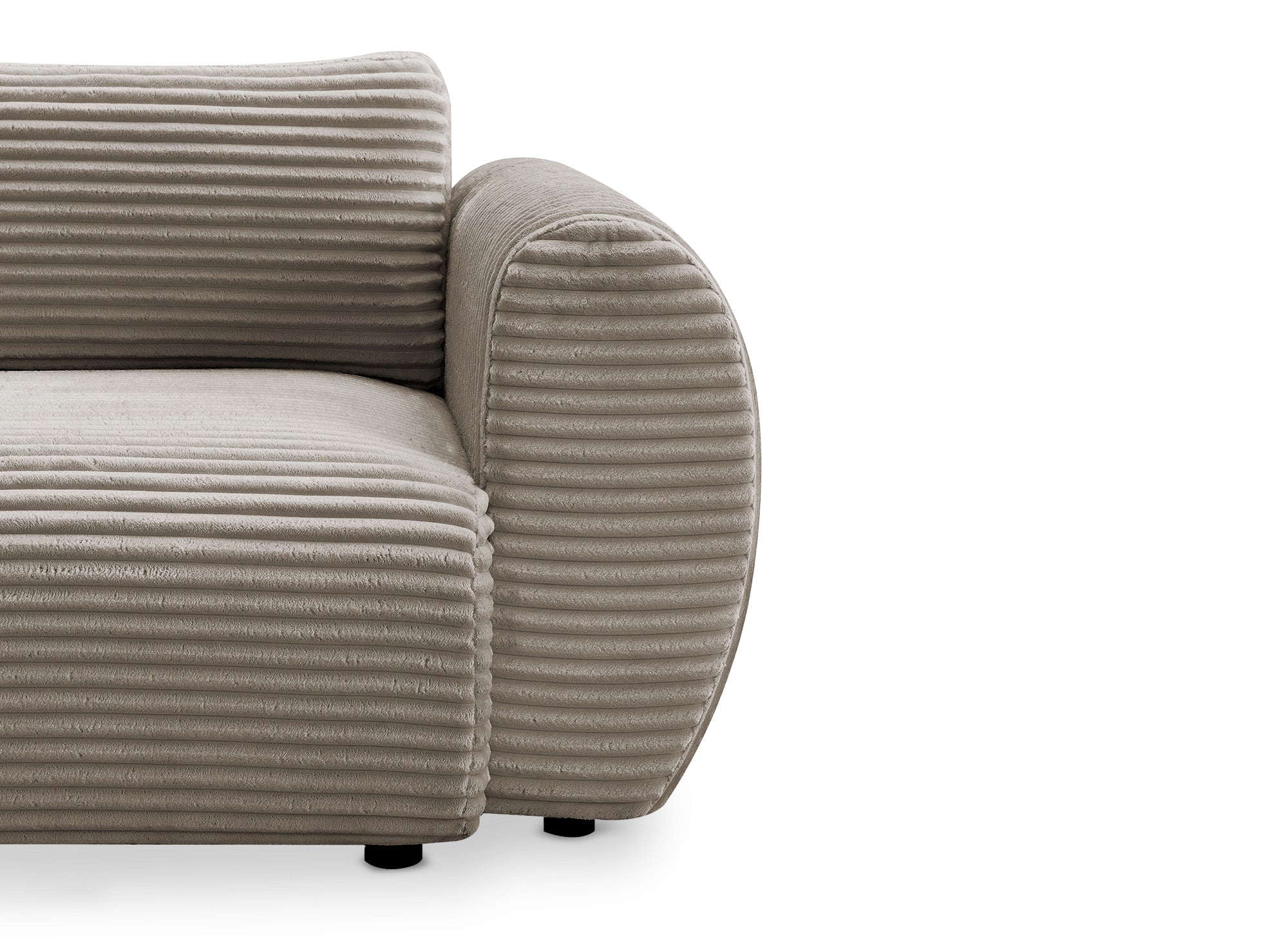 Canapé droit 3 places avec coffre en gros côtelé doux taupe TILDA