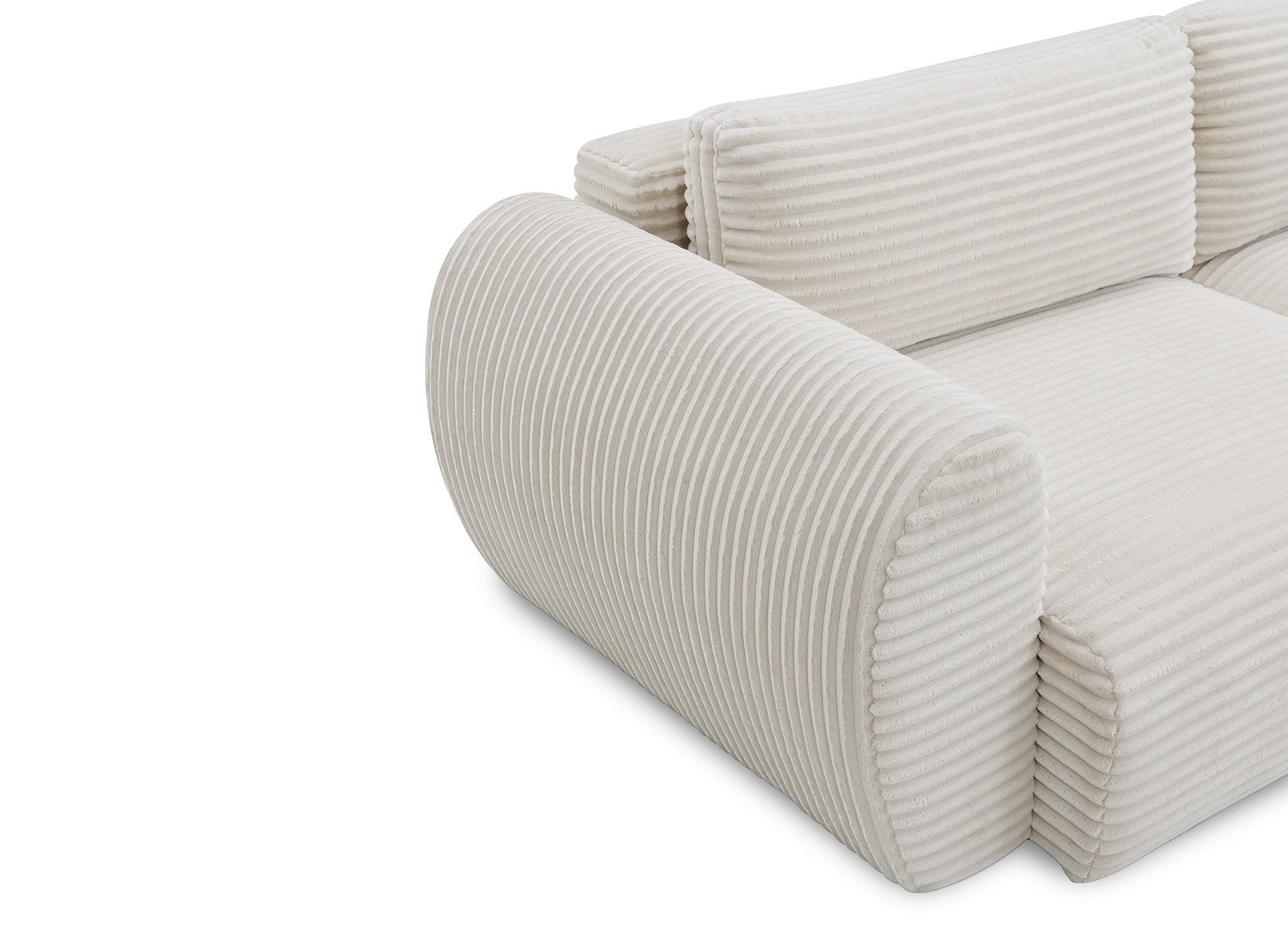 Canapé droit 3 places avec coffre en gros côtelé doux beige TILDA