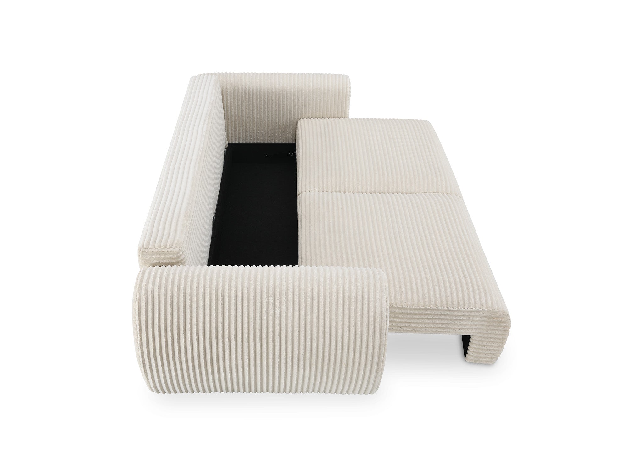 Canapé droit 3 places avec coffre en gros côtelé doux beige TILDA