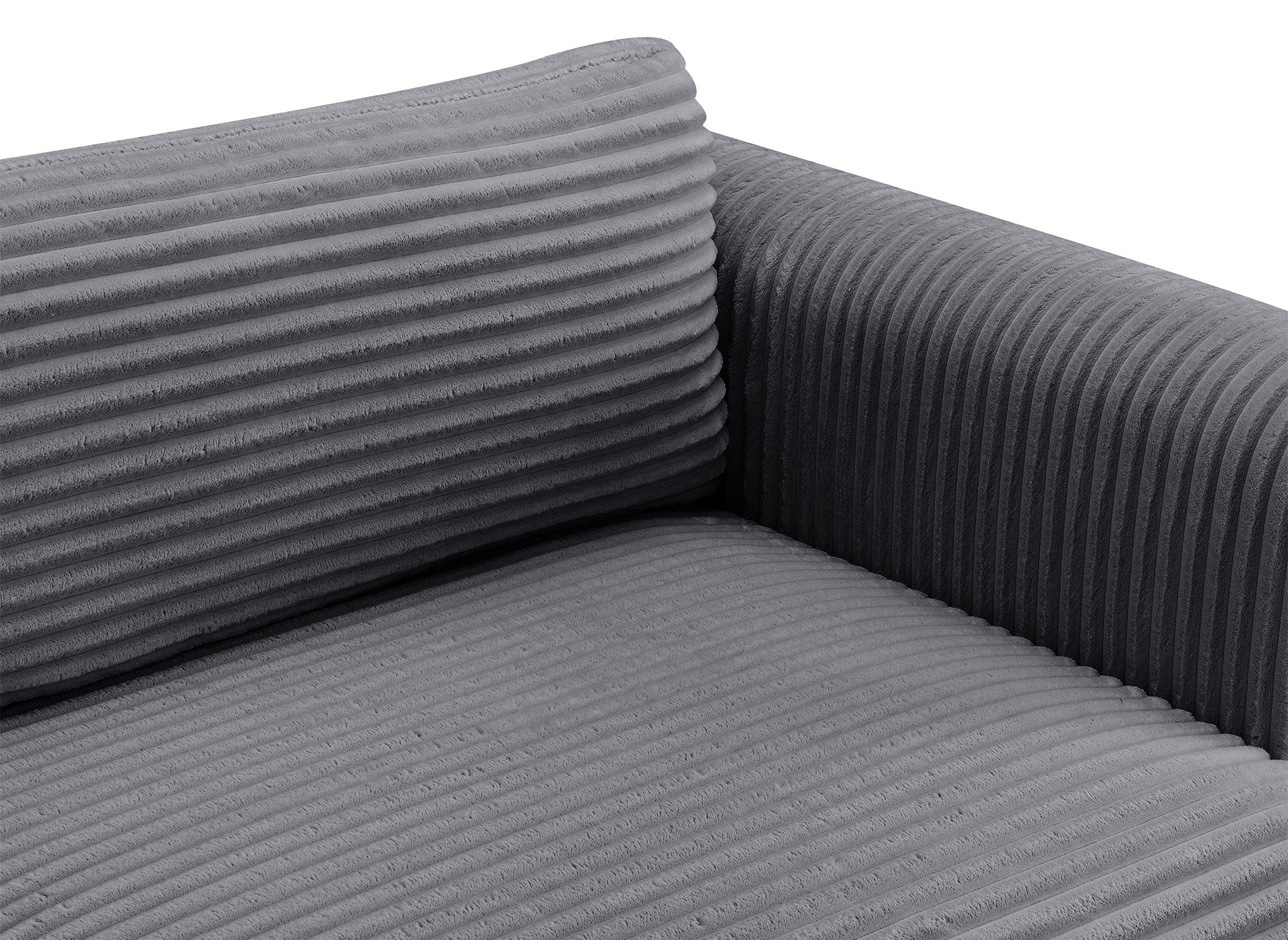 Canapé droit 3 places avec coffre en gros côtelé doux gris TILDA.