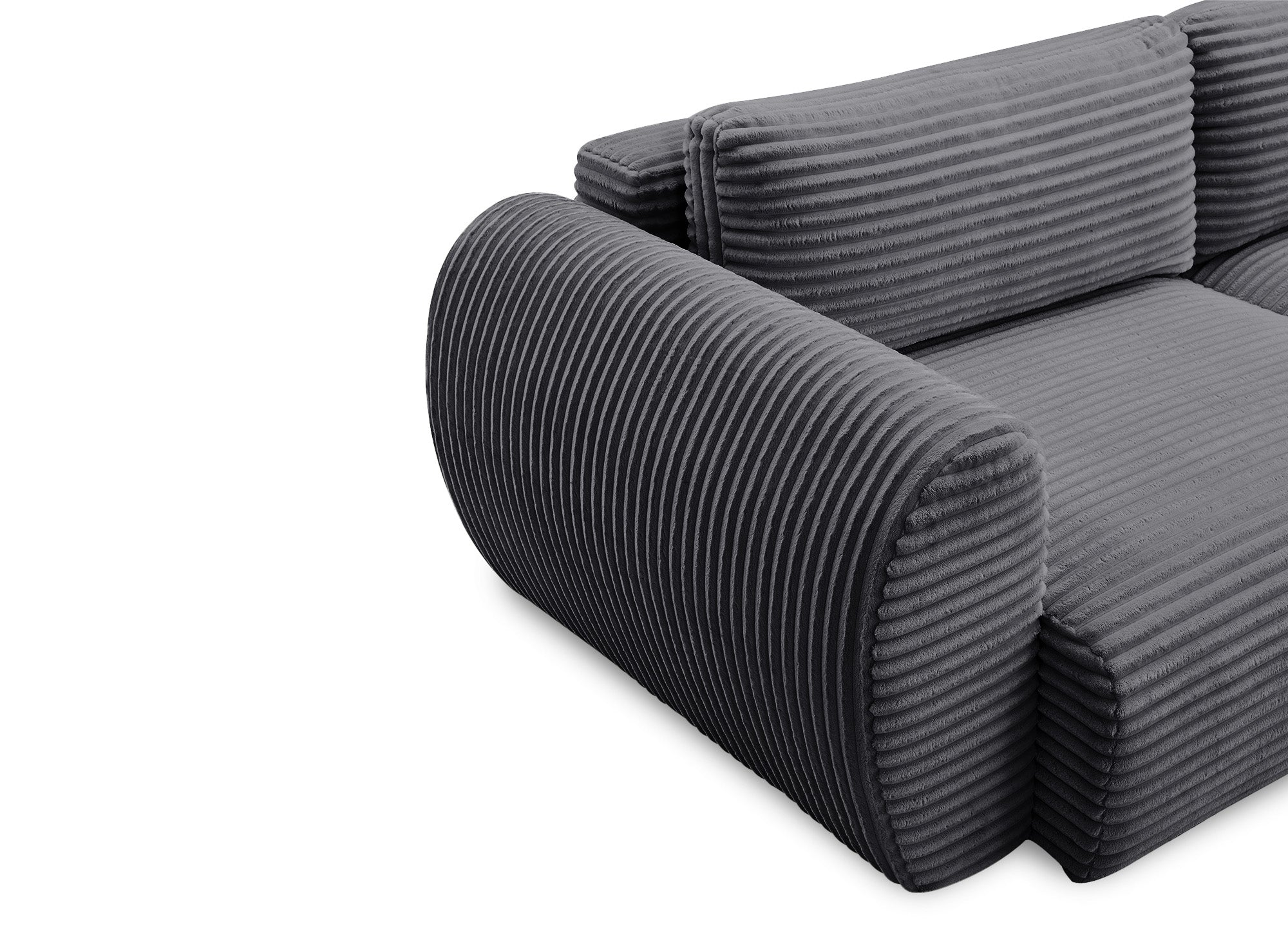 Canapé droit 3 places avec coffre en gros côtelé doux gris TILDA.