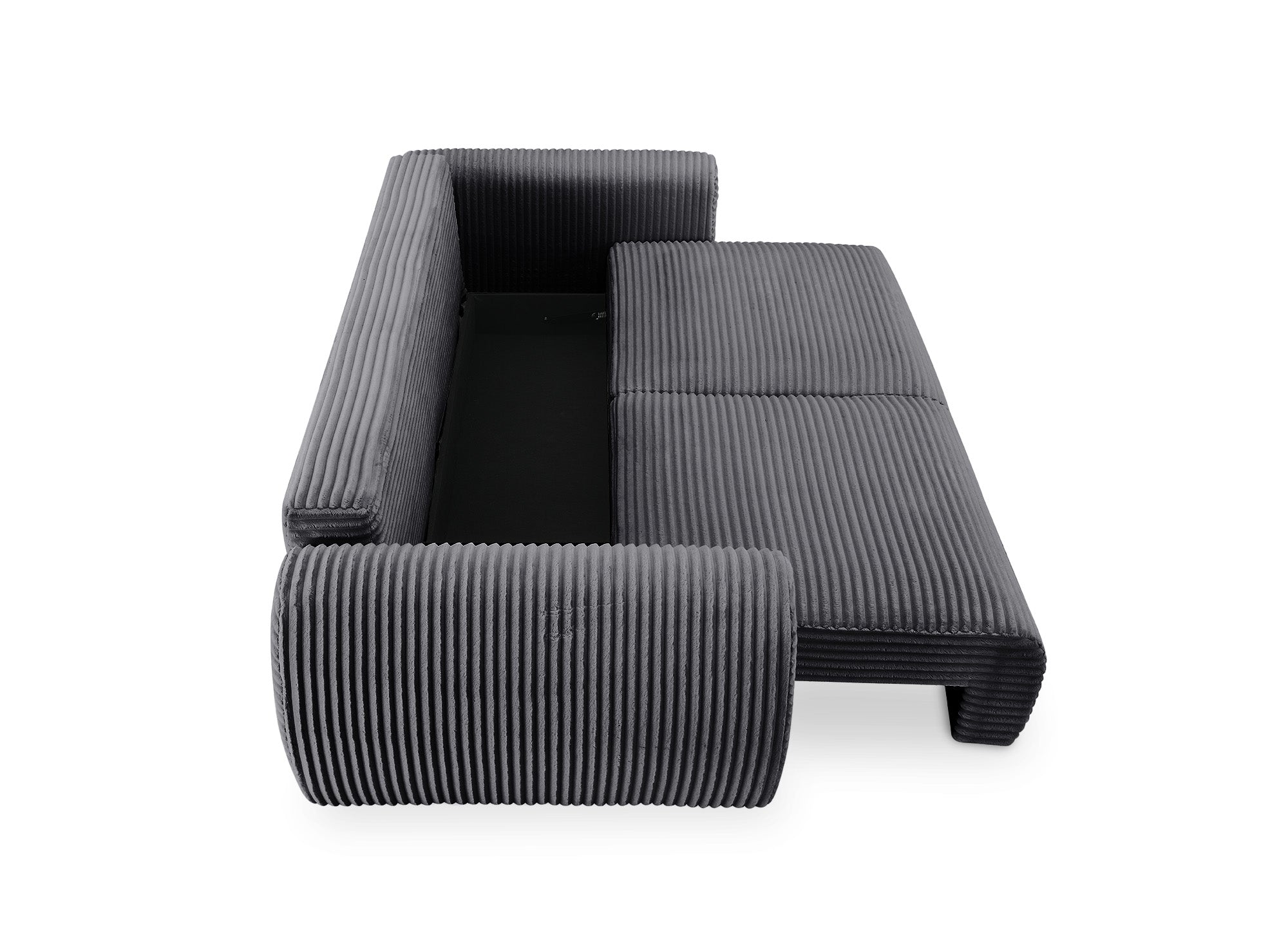 Canapé droit 3 places avec coffre en gros côtelé doux gris TILDA.