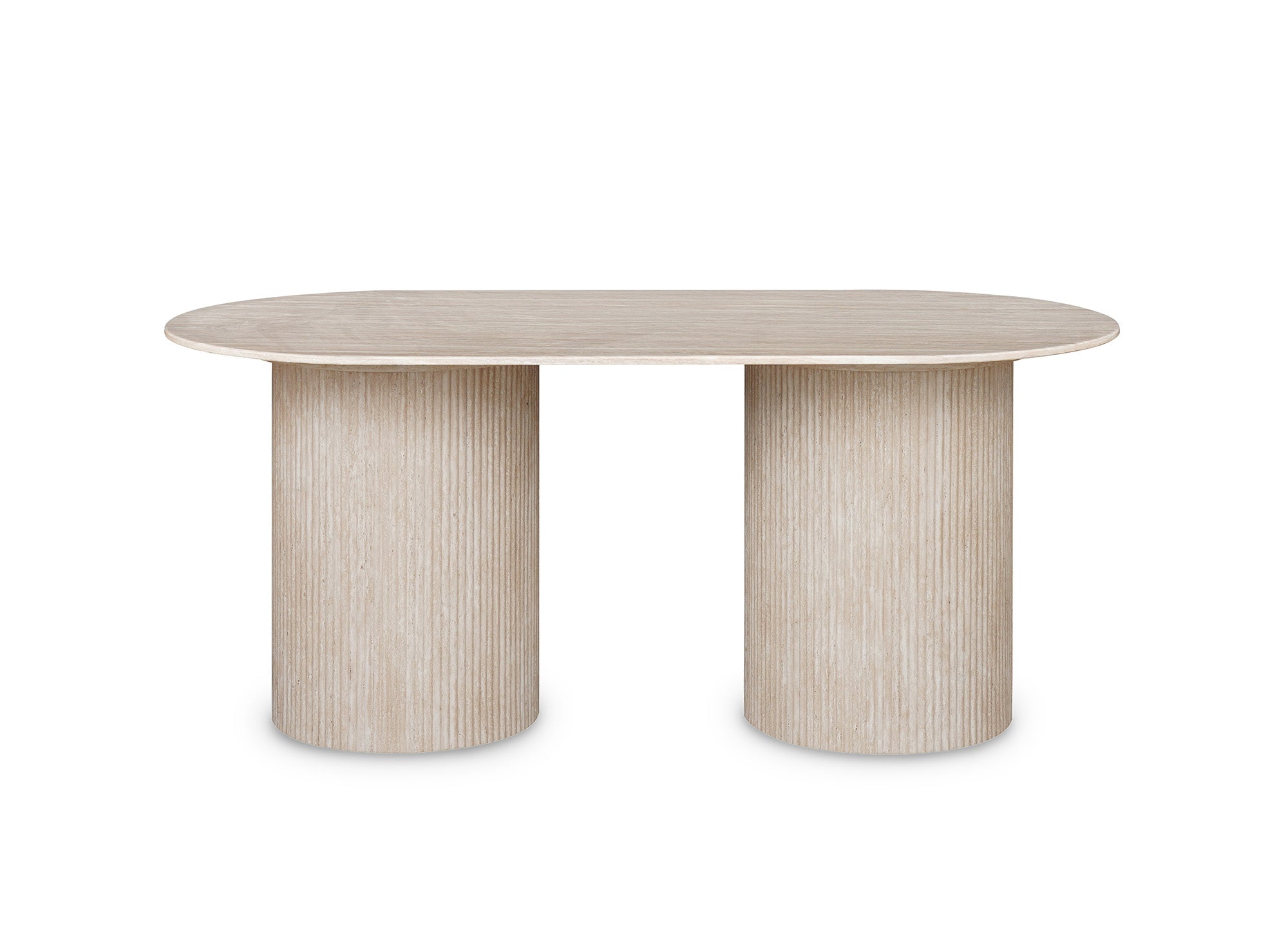 Table à manger ovale en marbre composite beige 6 personnes DHARA