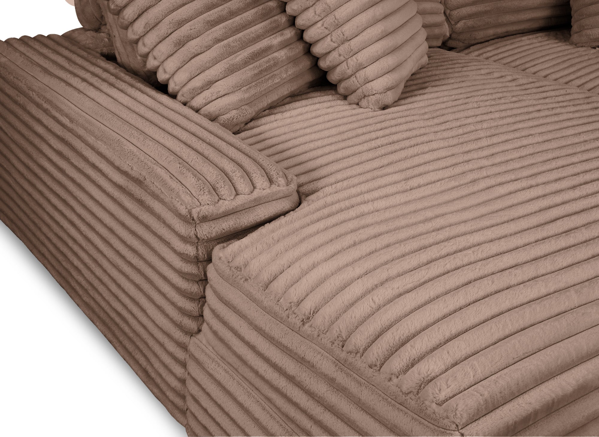 Canapé droit 2 places en gros côtelé doux taupe DAHO