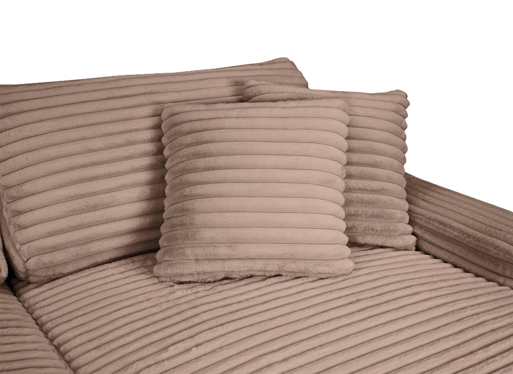 Canapé droit 2 places en gros côtelé doux taupe DAHO