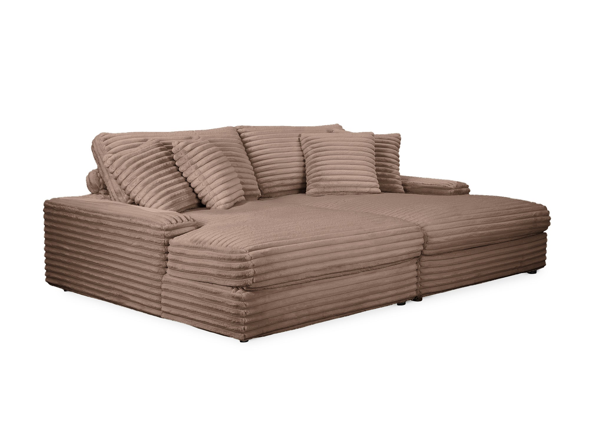 Canapé droit 2 places en gros côtelé doux taupe DAHO