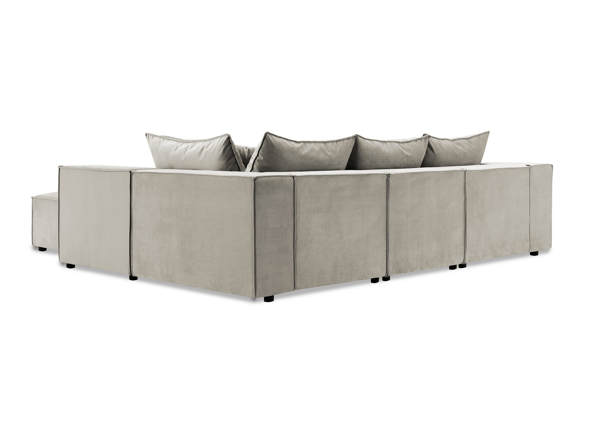 Canapé d'angle modulable avec 1 pouf en velours taupe HARLEM XL