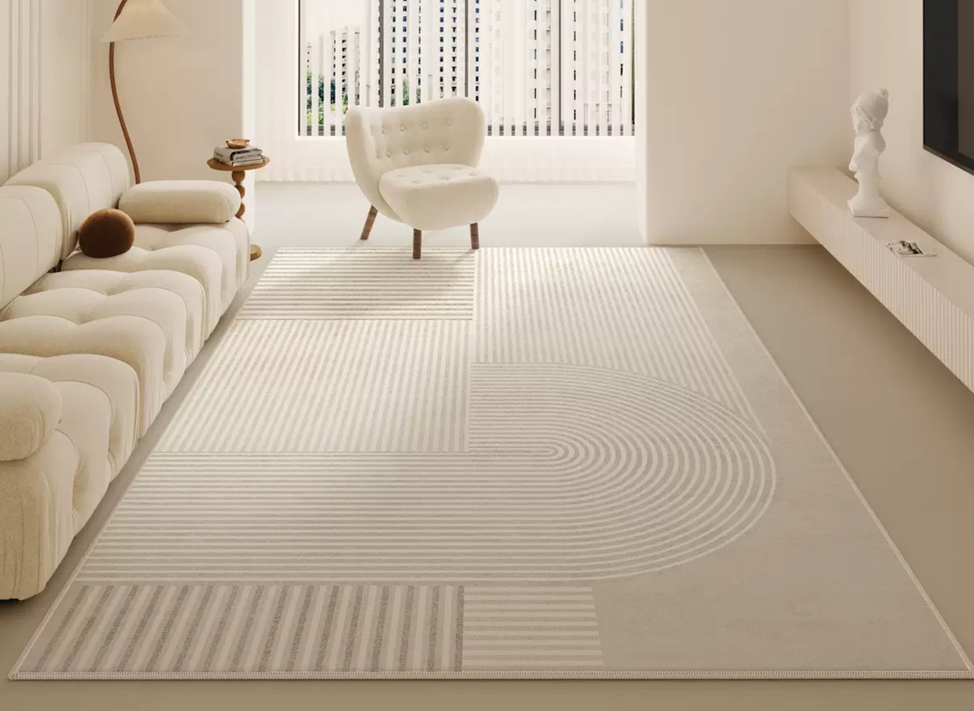 Tapis rectangulaire beige à motifs géométriques 160x230cm SYNDRA