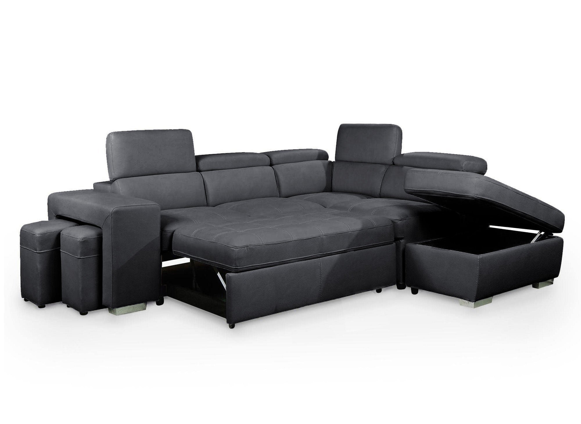 Divano angolare trasformabile in tessuto grigio DAVON - angolo retto