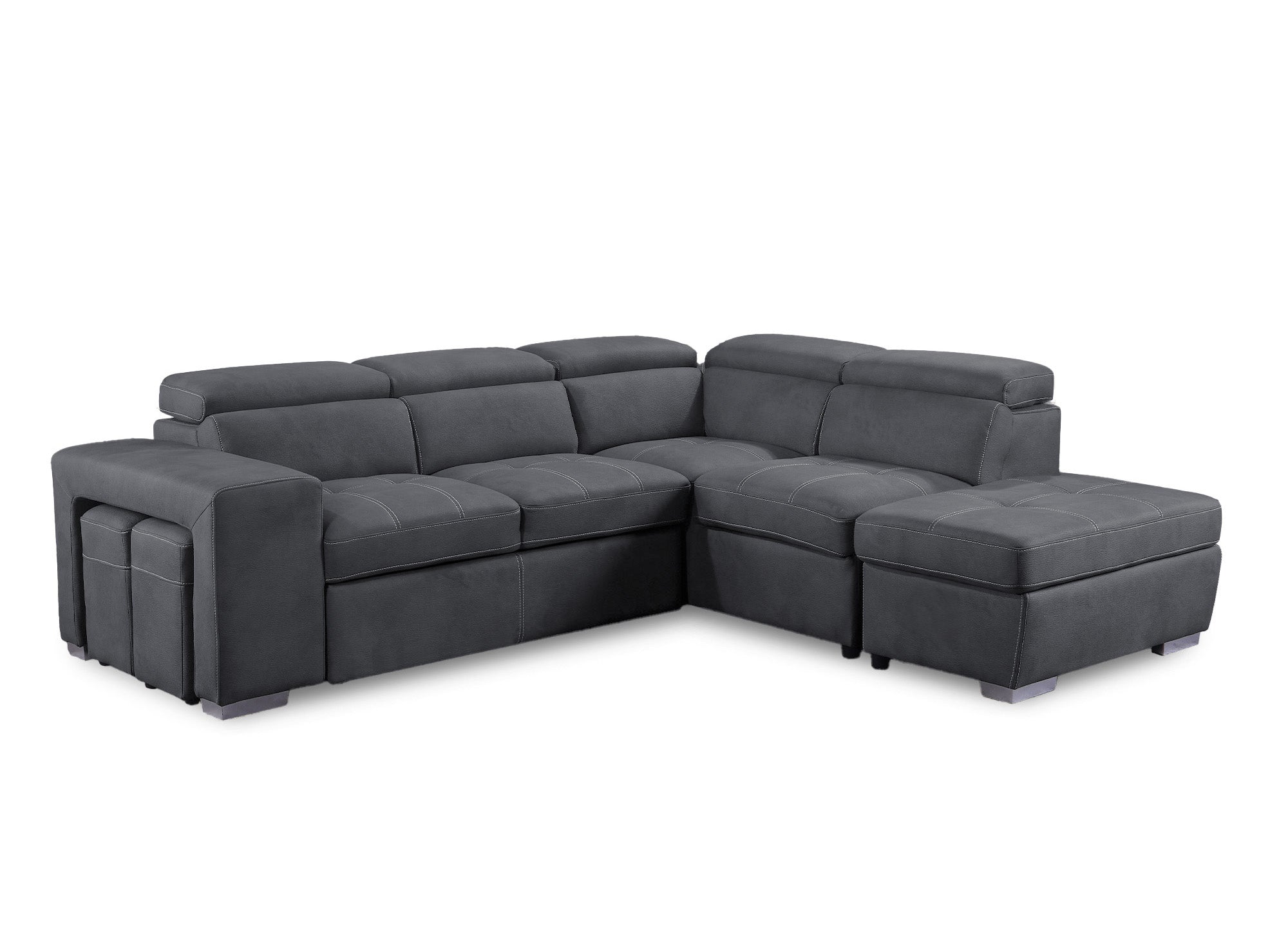 Divano angolare trasformabile in tessuto grigio DAVON - angolo retto