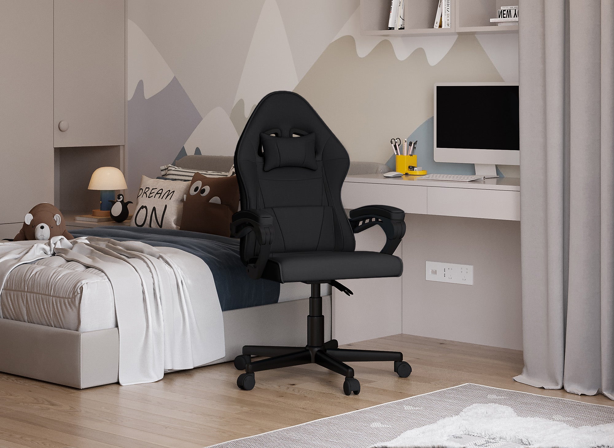 Fauteuil de bureau en tissu noir GHOST