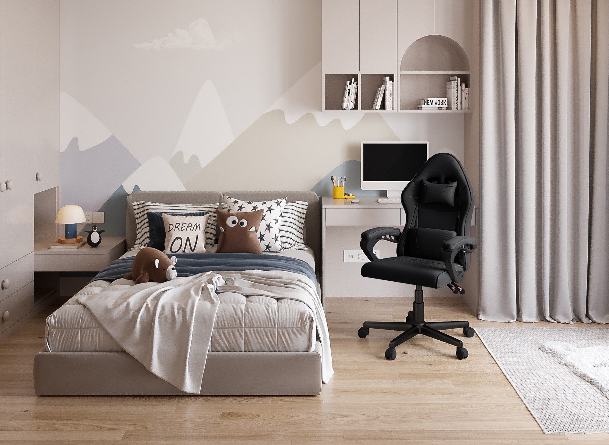 Fauteuil de bureau en tissu noir GHOST