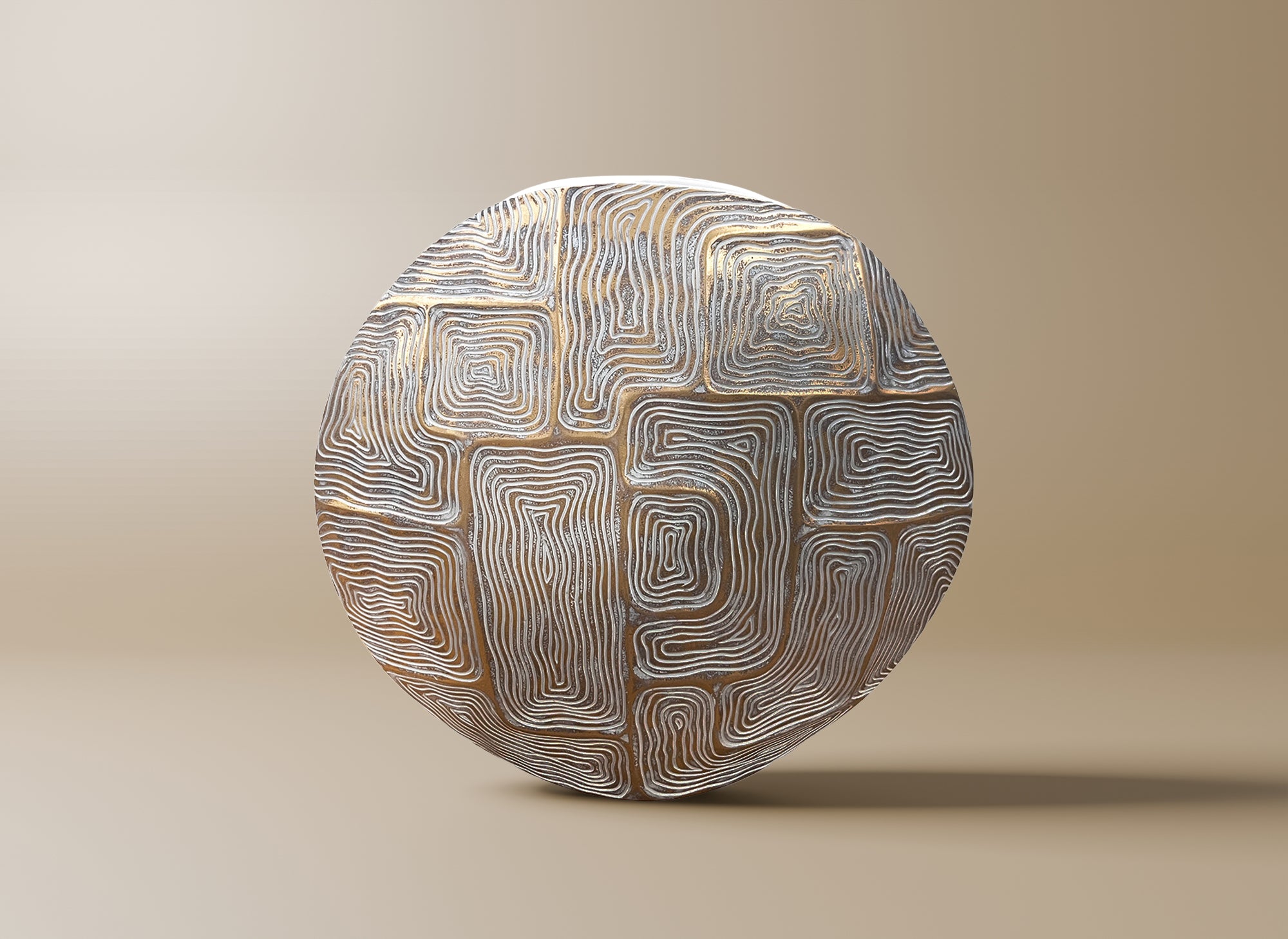 Vase rond en résine blanc et doré H34 cm ARBORA