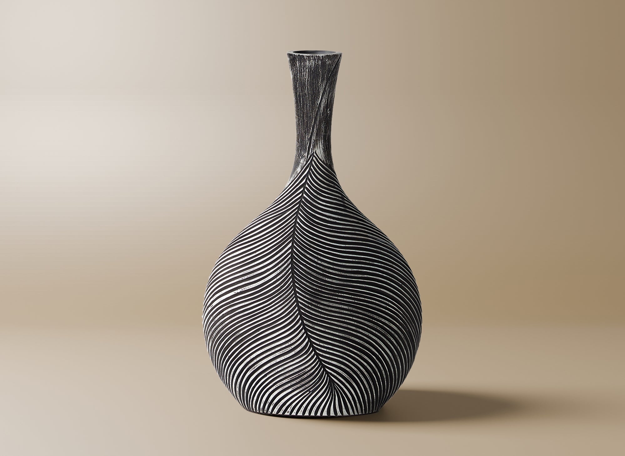 Vase boule en résine noir et blanc H43 cm EBENE