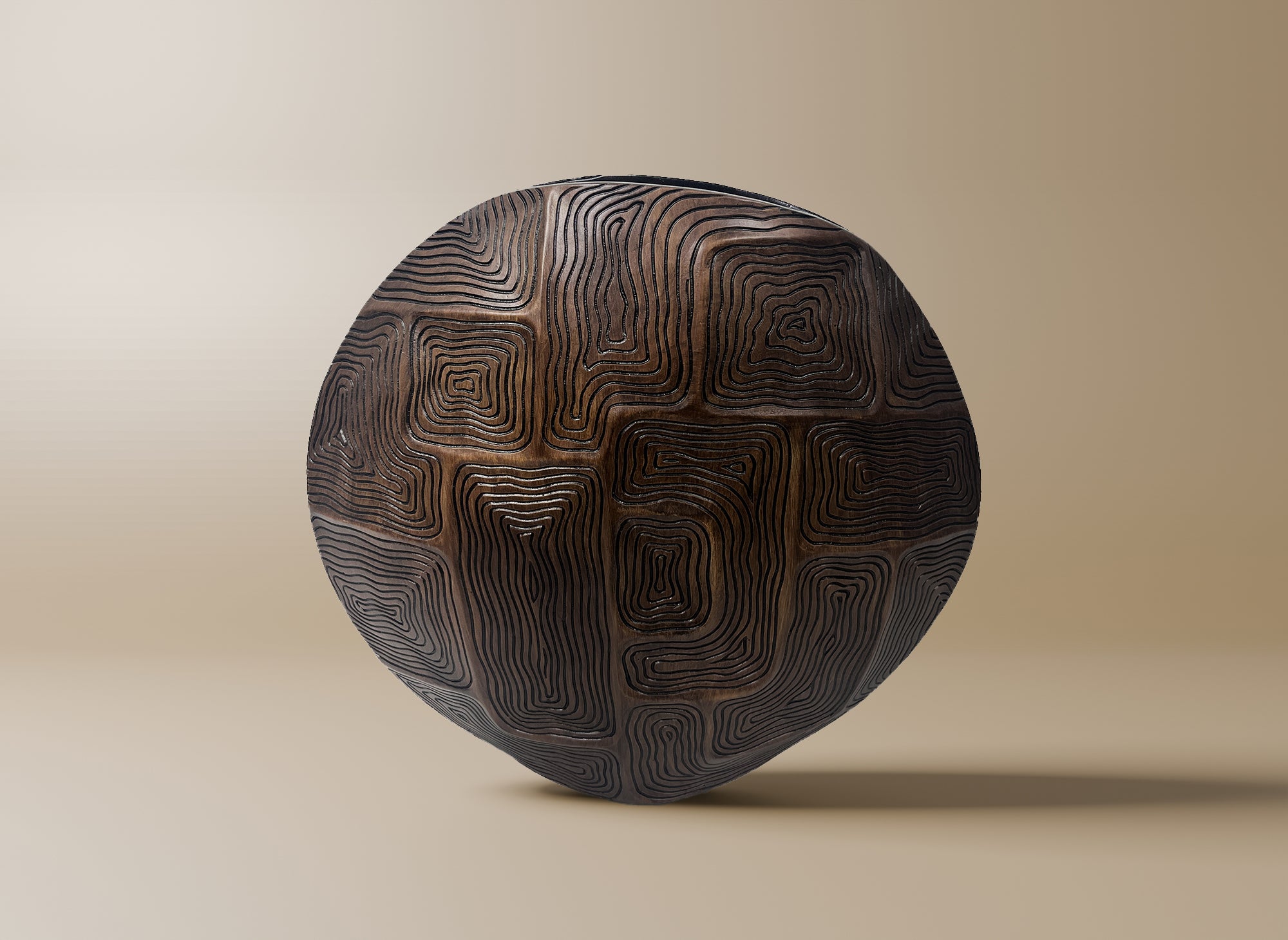 Vase rond en résine noir et marron H34 cm ARBORA