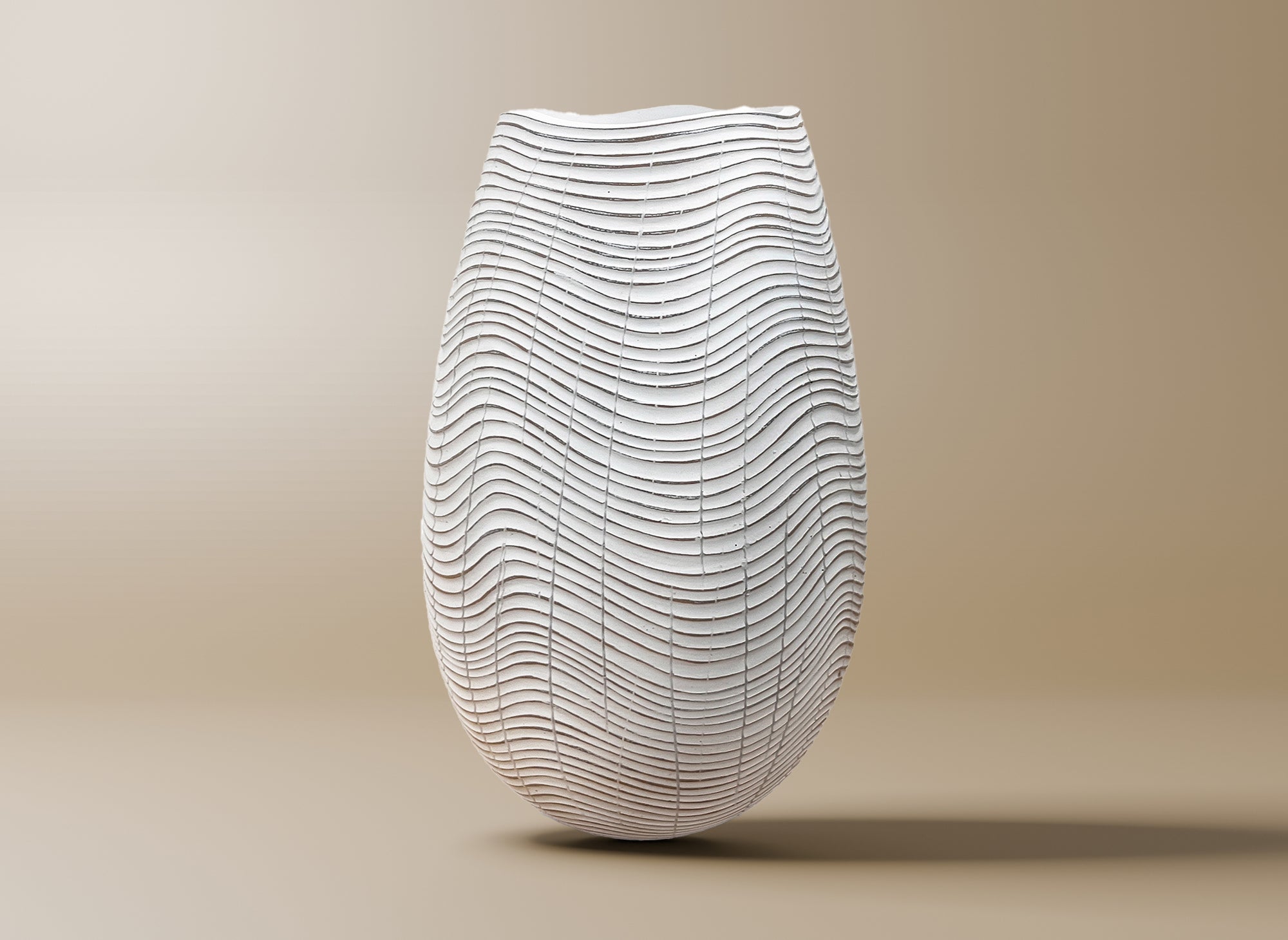 Vase design en résine blanc H30 cm VAGUE