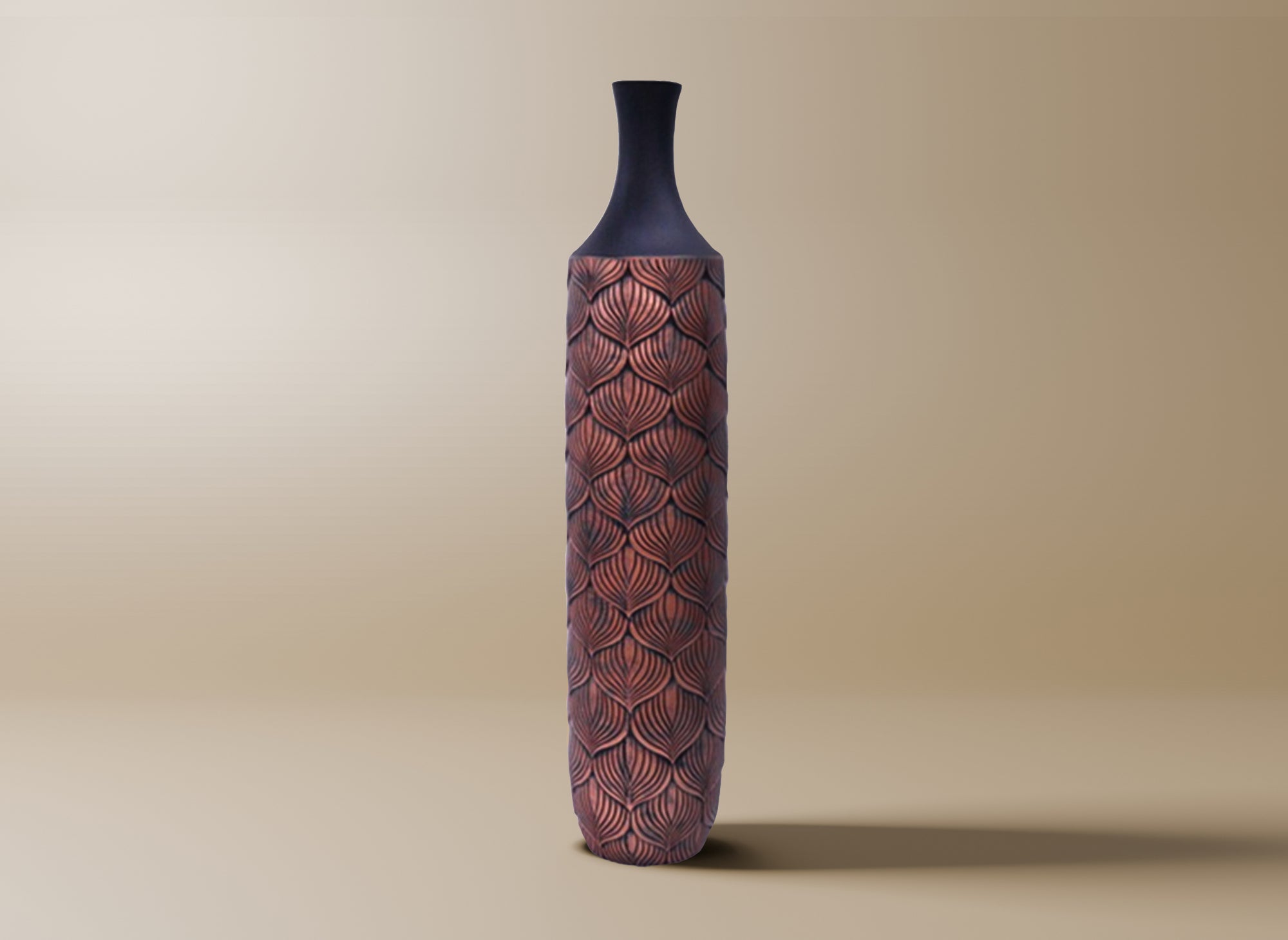 Vase XXL en polyrésine noir et marron H74 cm NEVEN
