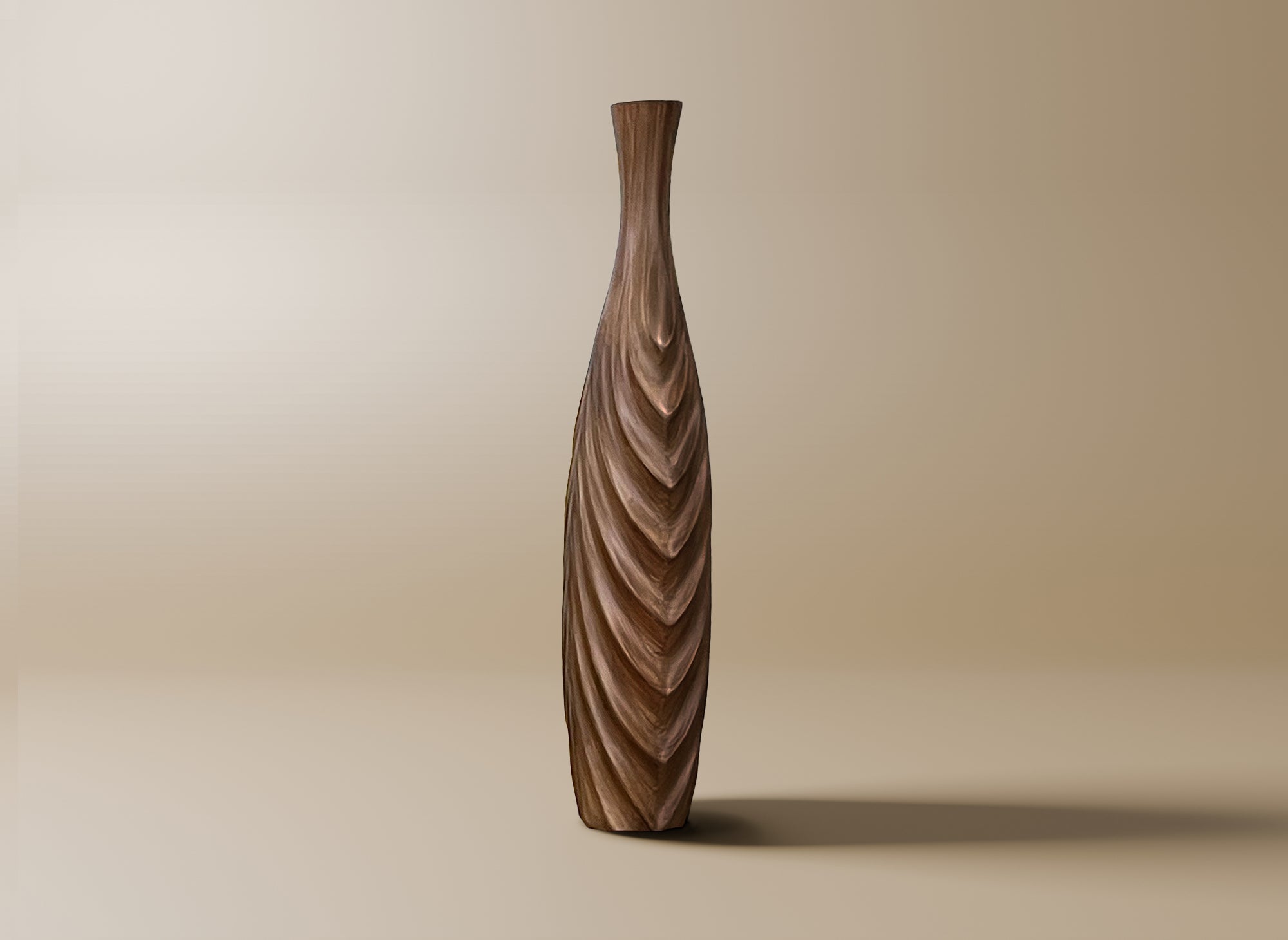 Vase haut en polyrésine imitation bois H49 cm DERYA
