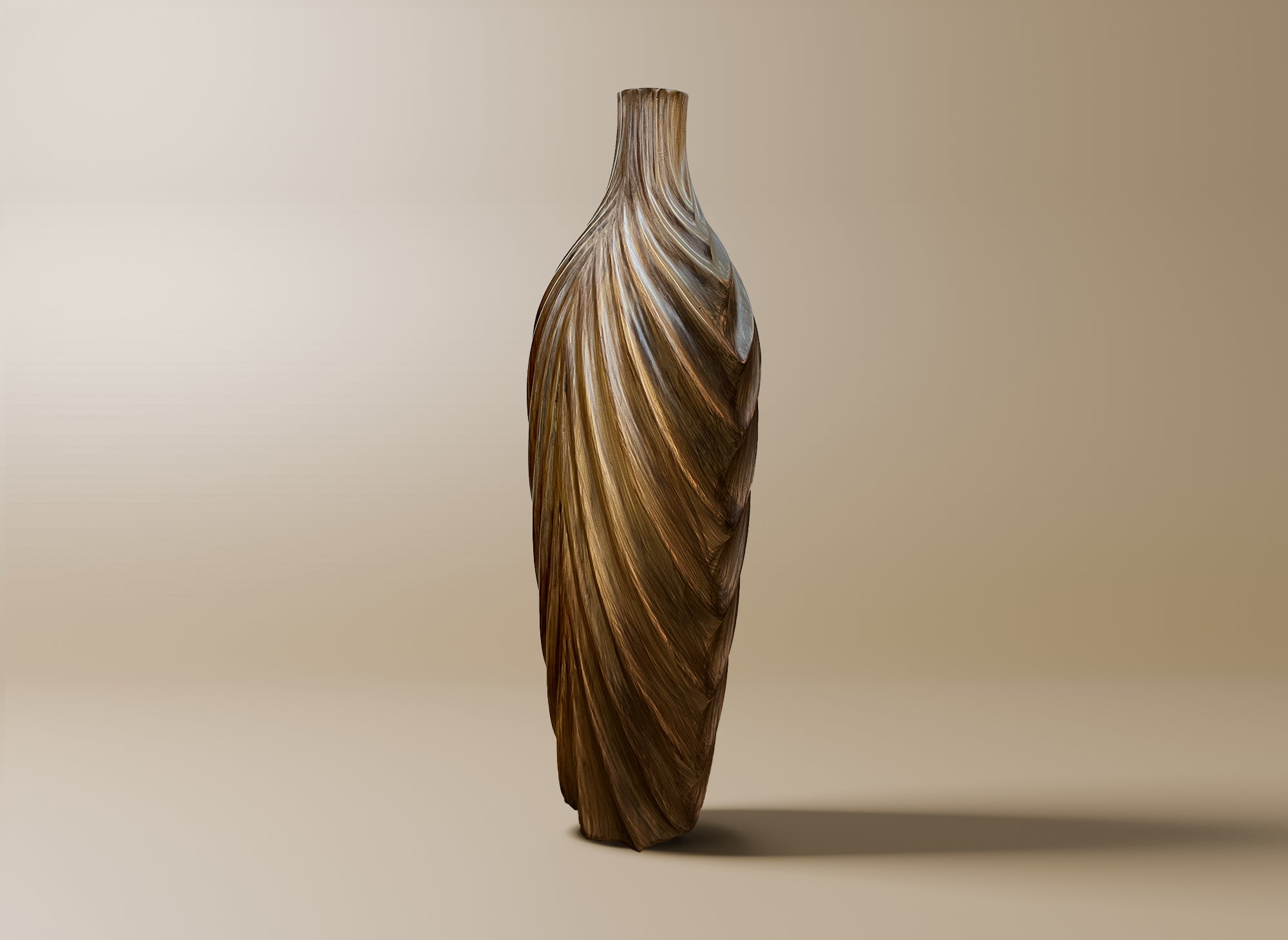 Vase haut en polyrésine imitation bois H45 cm DERYA