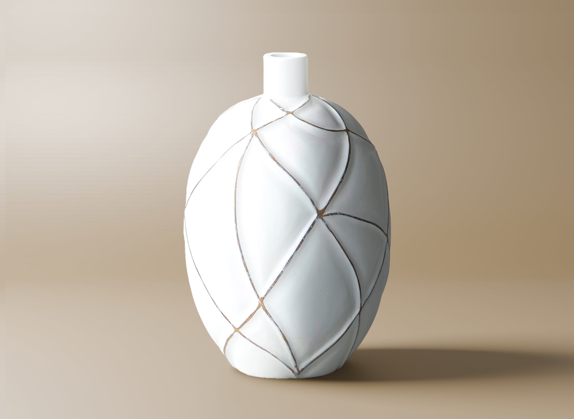 Vase boule en polyrésine blanc H31 cm LUNA