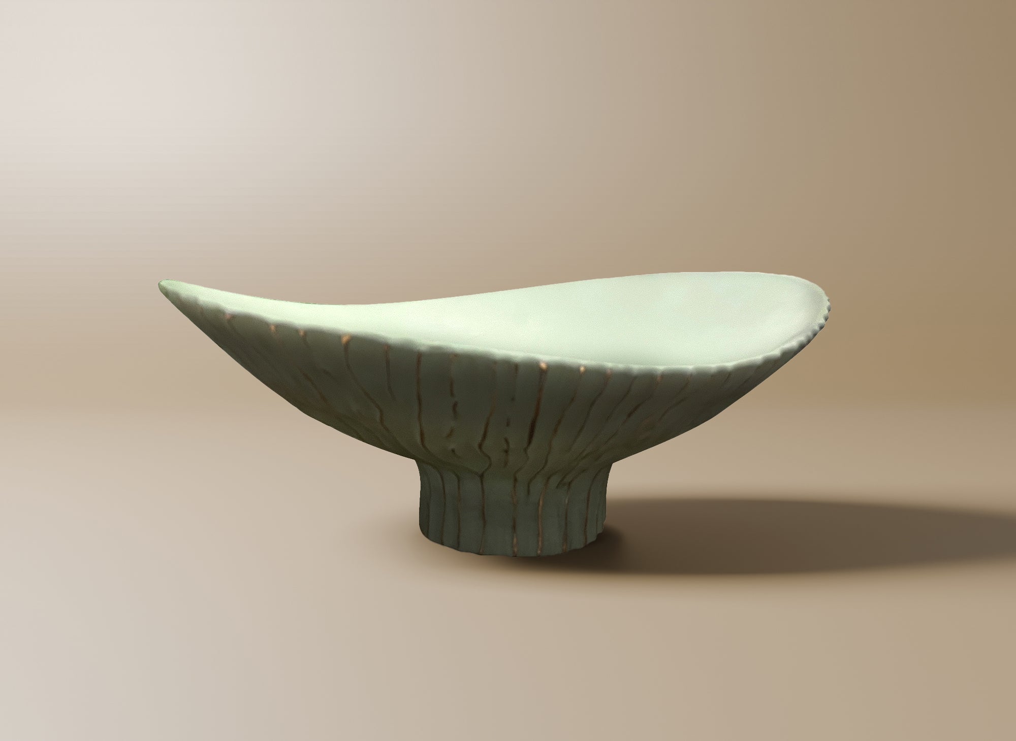 Coupelle ovale en polyrésine vert et doré 46 cm GABY