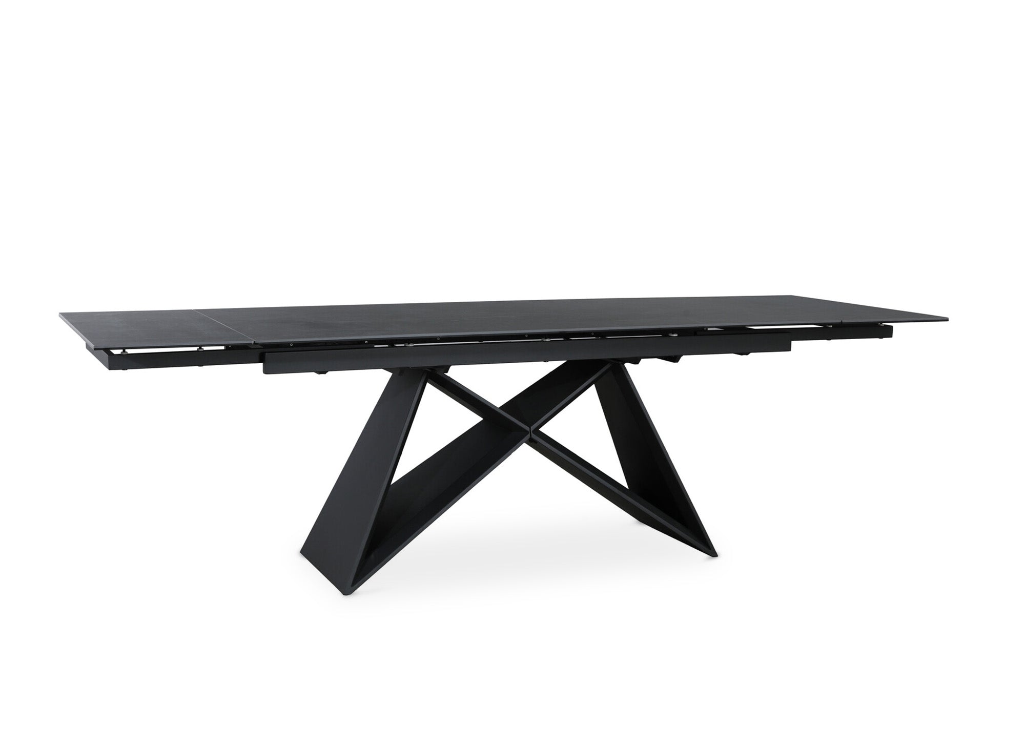 Table à manger extensible en céramique noire effet marbre GABRIEL