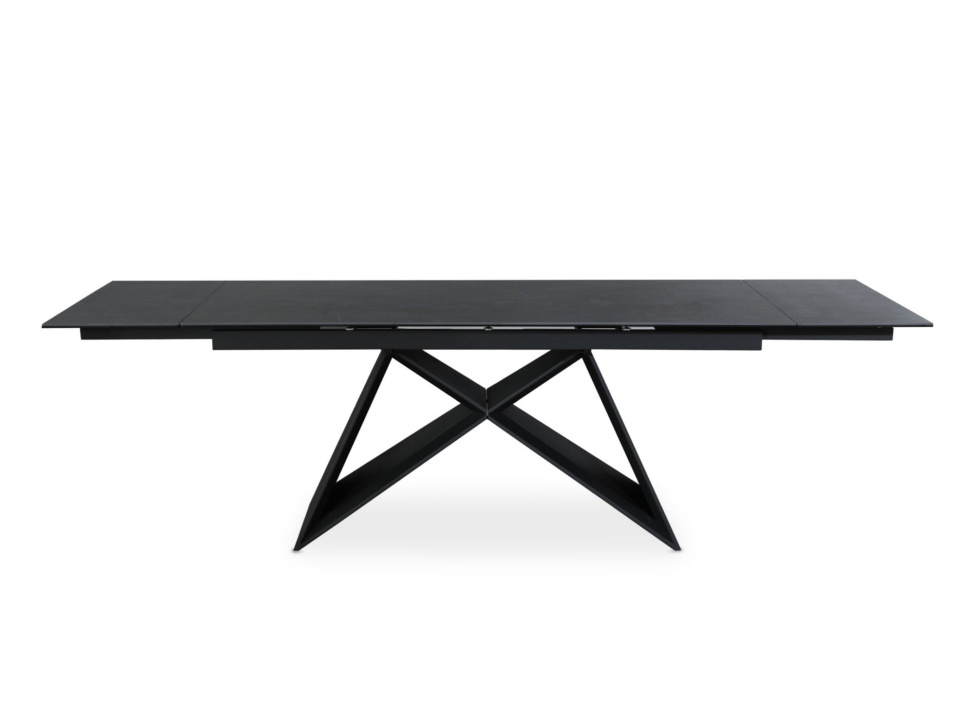 Table à manger extensible en céramique noire effet marbre GABRIEL