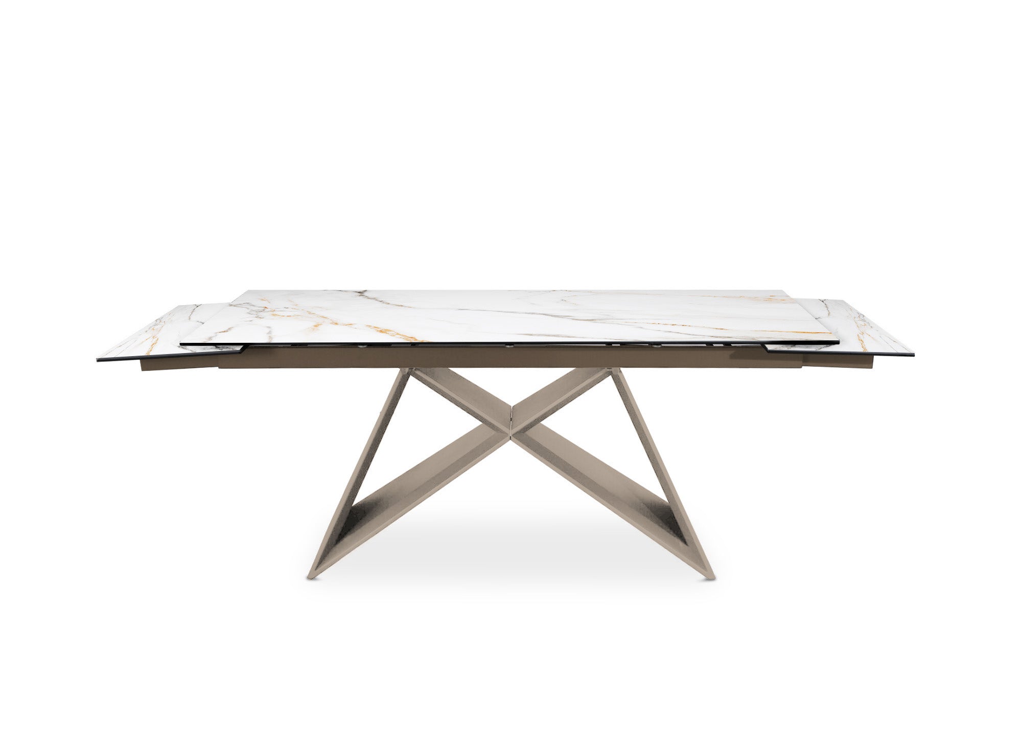 Table à manger extensible en céramique blanche effet marbre GABRIEL