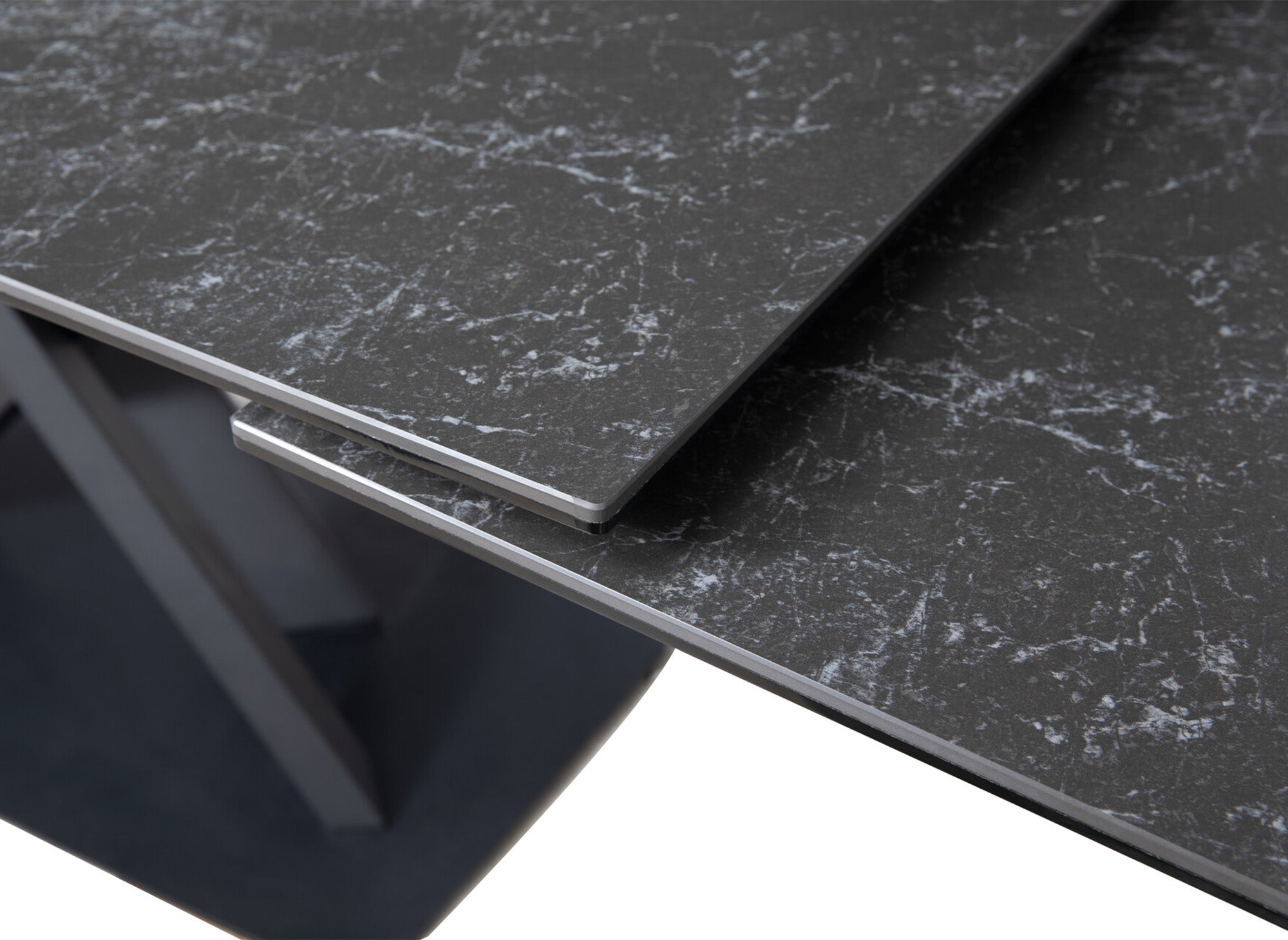 Table à manger extensible en céramique noire 6-10 personnes ELEGANCE