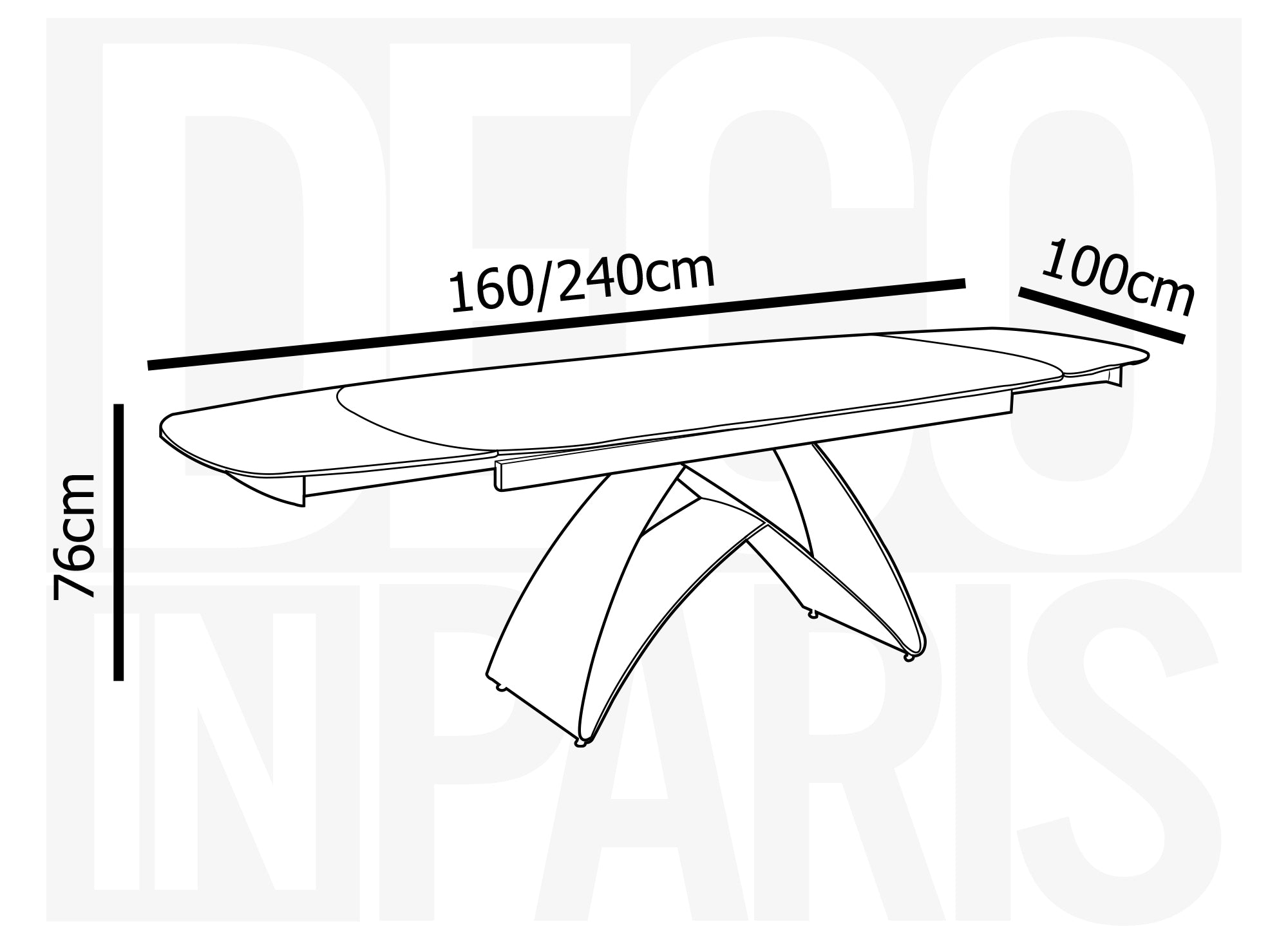 Tavolo da pranzo allungabile in vetro temperato nero 6-10 persone PARIGI