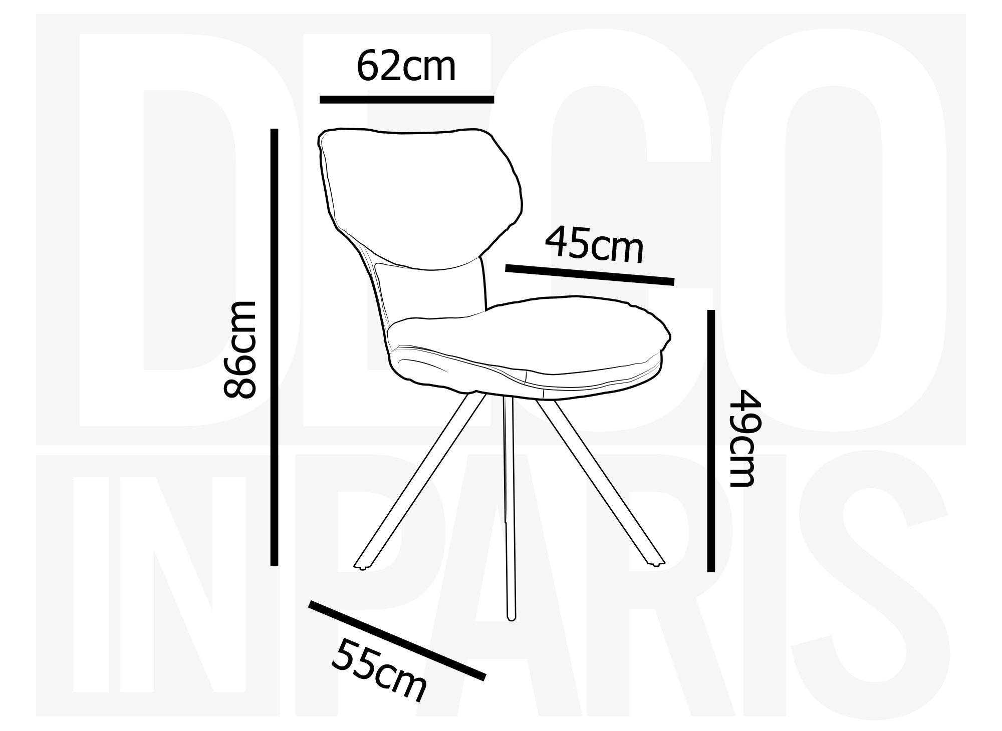 Lot de 2 chaises design en tissu bouclette beige MILIA