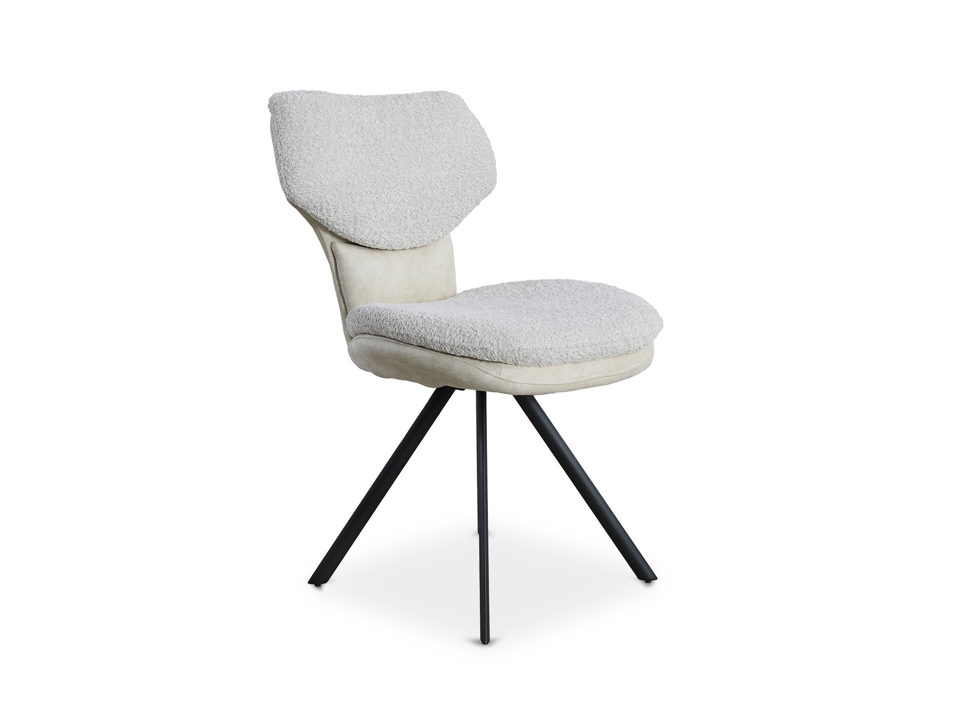 Lot de 2 chaises design en tissu bouclette beige MILIA