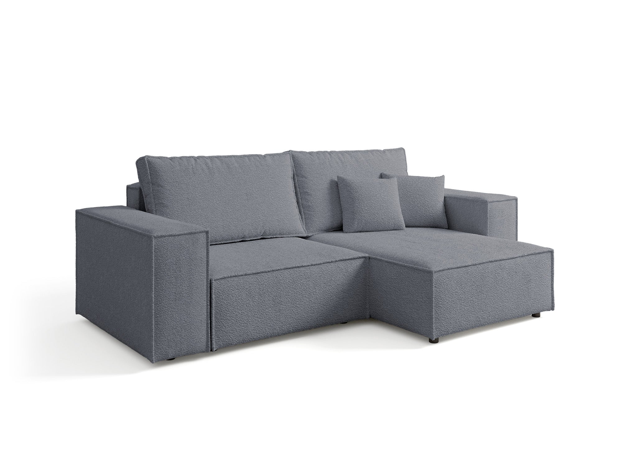 Canapé d'angle convertible et réversible avec coffre en tissu bouclette gris anthracite JADE MINI
