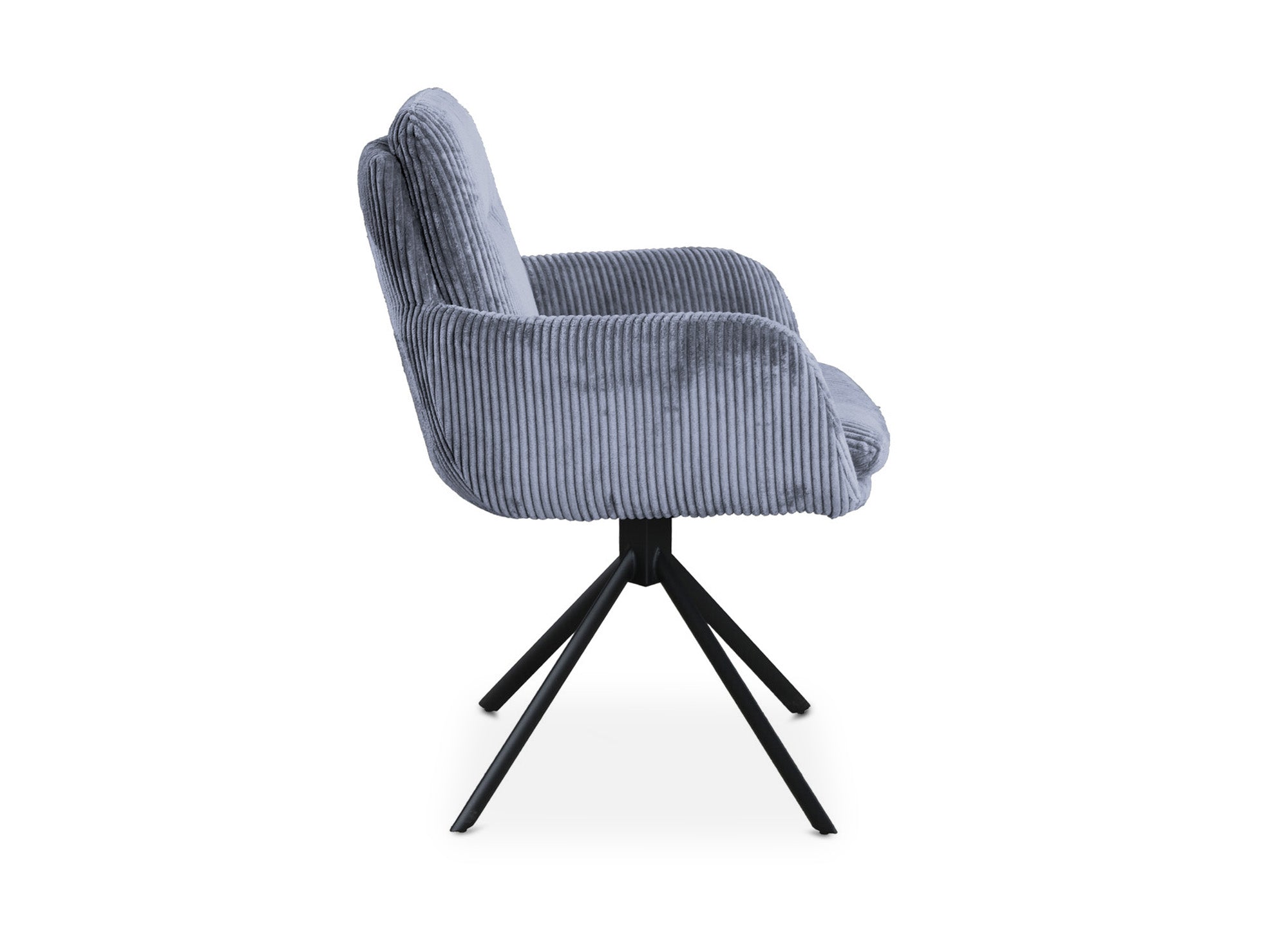 Chaise design avec accoudoirs en velours côtelé gris LOLA