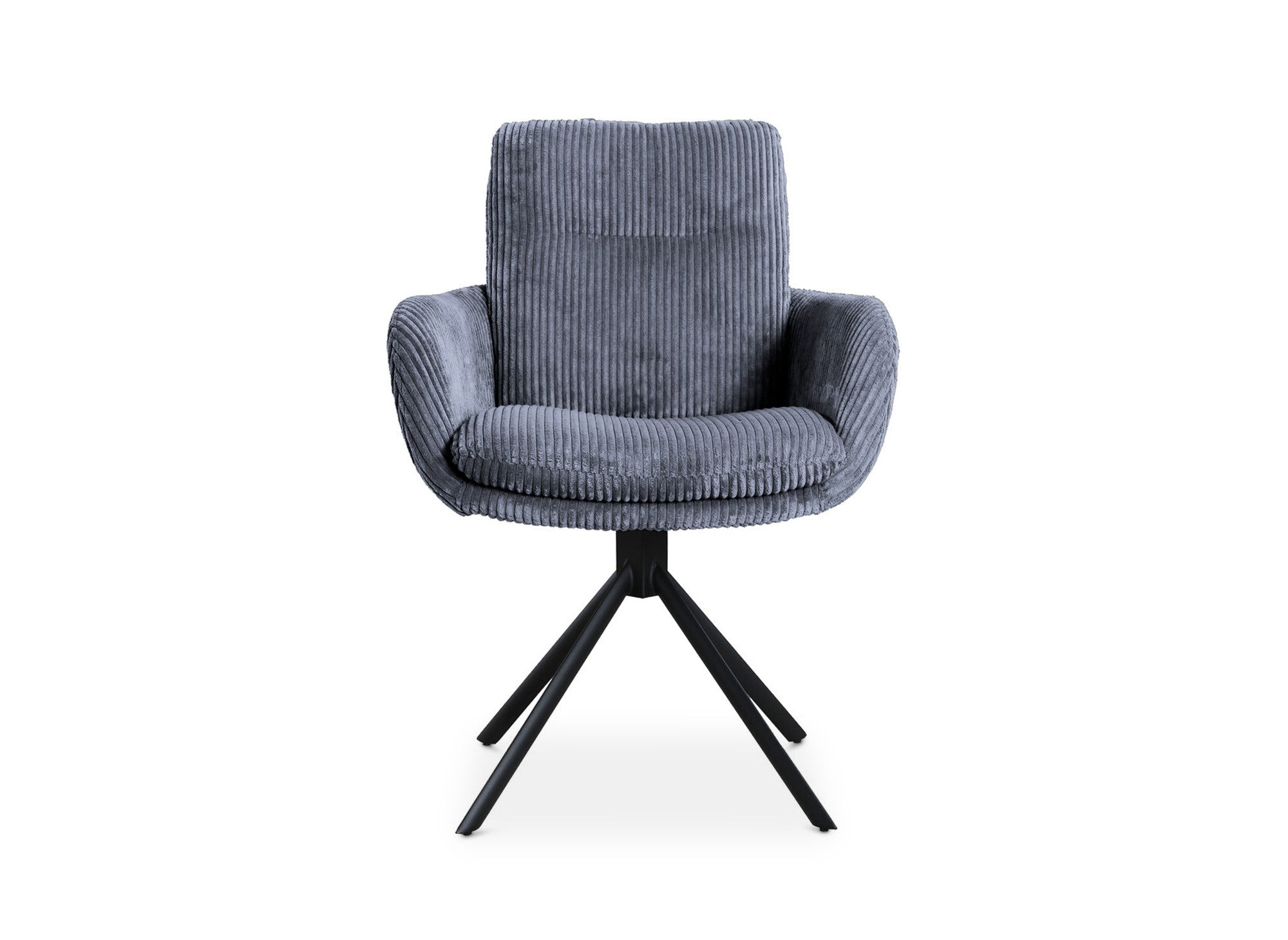 Chaise design avec accoudoirs en velours côtelé gris LOLA