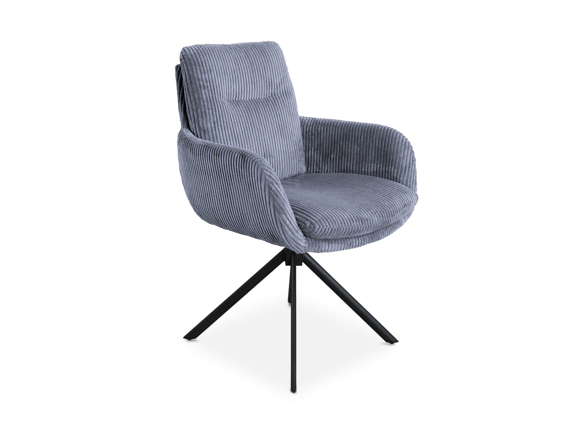 Chaise design avec accoudoirs en velours côtelé gris LOLA
